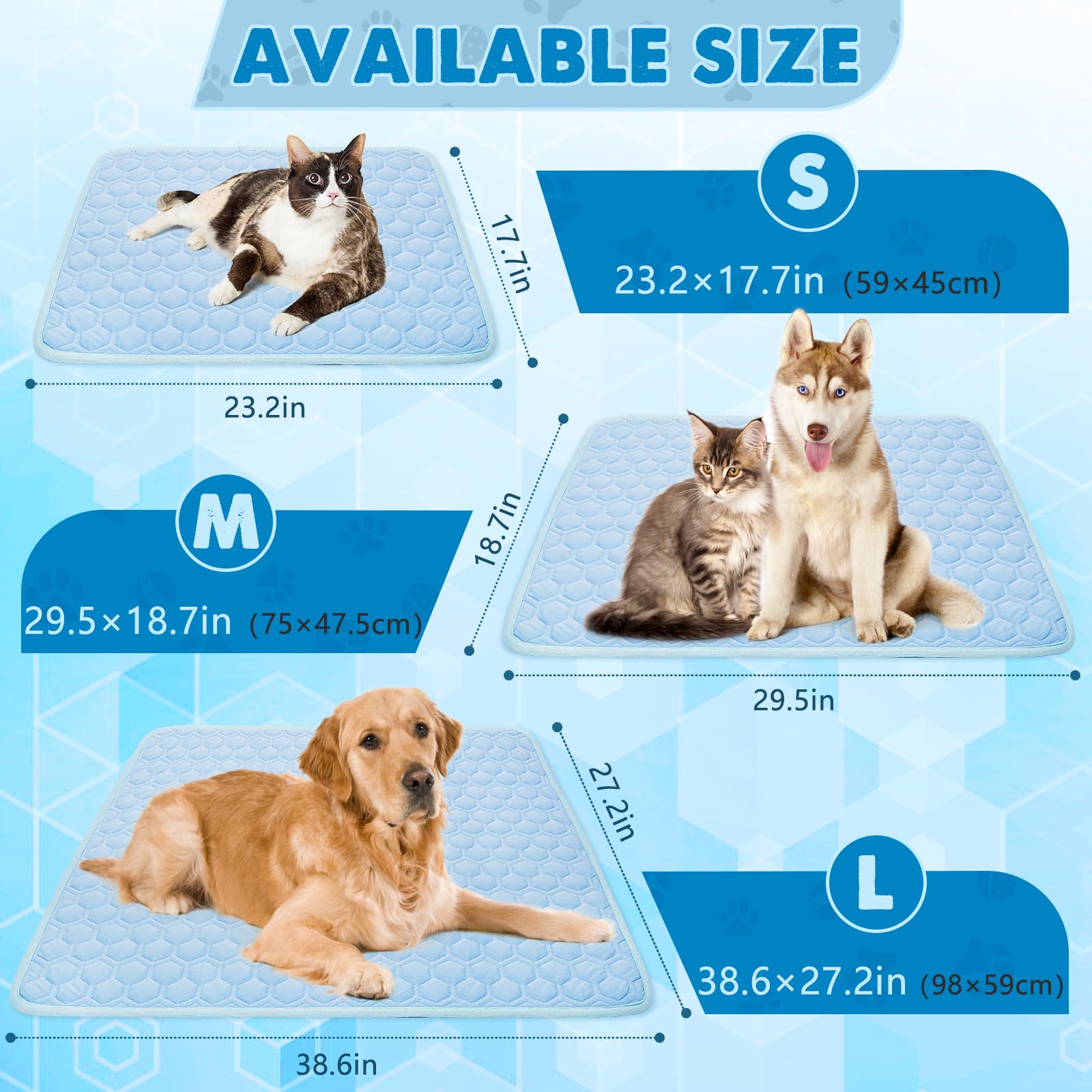 Sisrol Upgrade Self-Cooling Mat For Dogs & Cats - Washable Pet Cooling Pad, Foldable Dog Cooling Mat Pet Cool Blanket For Indoor