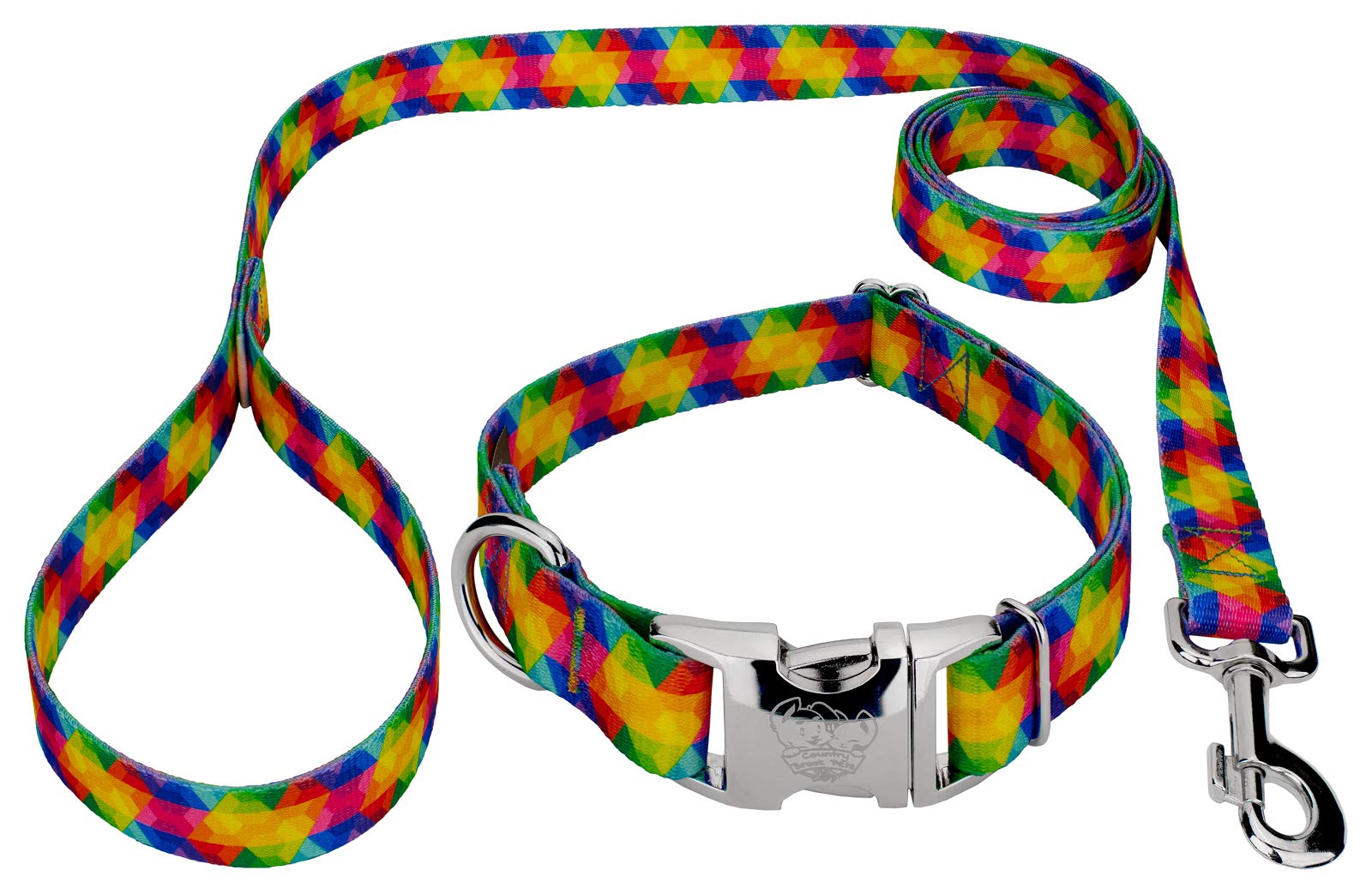 Country Brook Petz - Premium Kaleidoscope Dog Collar & Leash - Groovy Collection Featuring Far Out Designs (1 Inch, Large)