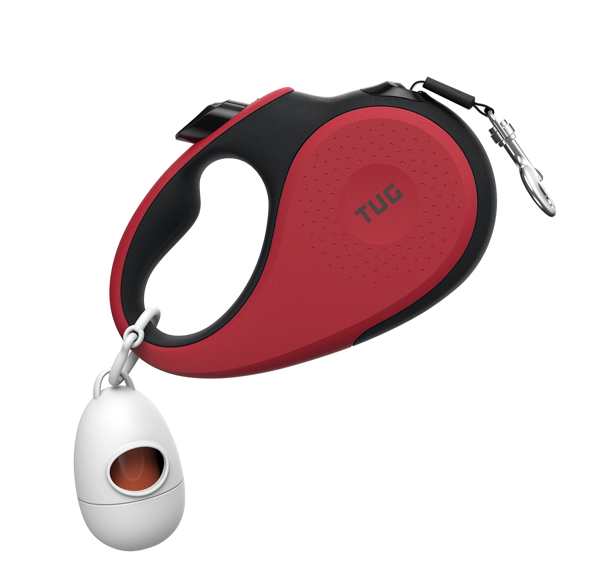 Tug 360 Tangle-Free Retractable Dog Leash With Waste Bag Dispenser (Medium, Red)