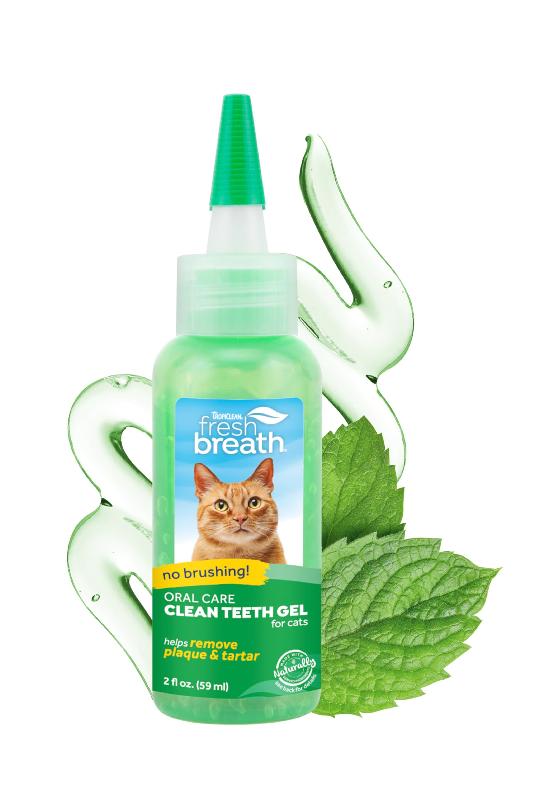 TropiClean Fresh Breath for Cats | No Brush Dental Gel for Cats | Cat Breath Freshener Toothpaste for Plaque, Tartar & Stinky Br