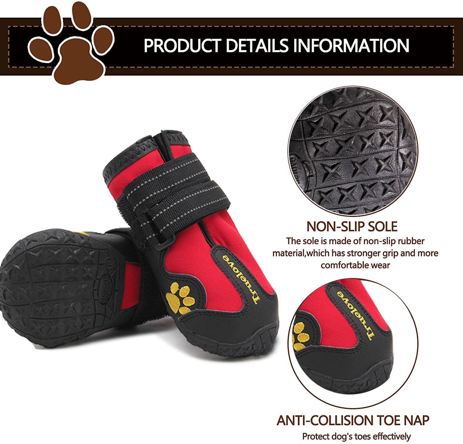 Expawlorer Anti-Slip Dog Shoes - Winter Booties With Reflective Strap, Waterproof Rain Boots For Large Dogs, Paw Protectors For