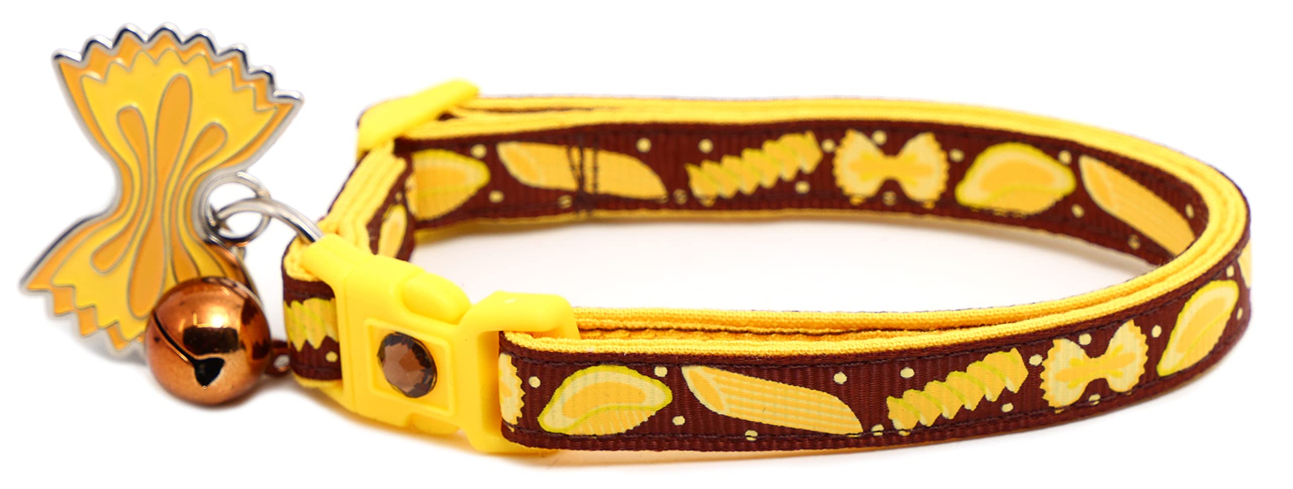 Noodle Cat Collar - Safety - Breakaway - Charm And Bell - Pugs2Persians (Large(10Lbs & Up), Brown)