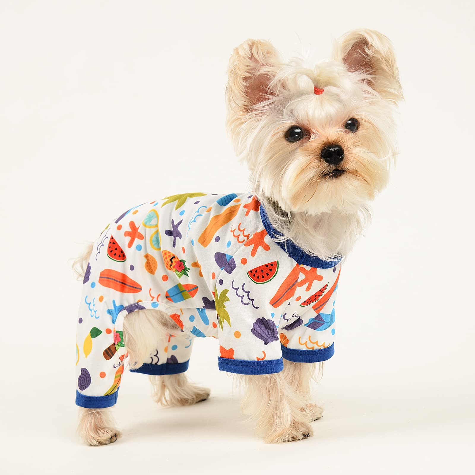 Dog Pajamas For Small Dogs, Chihuahua Pajamas, Puppy Clothes, Extra Small Puppy Pjs, Soft Pet Onesies,Dog Shirts Chihuahua Yorkie Teacup Cat Clothing (Coconut Tree, Small)