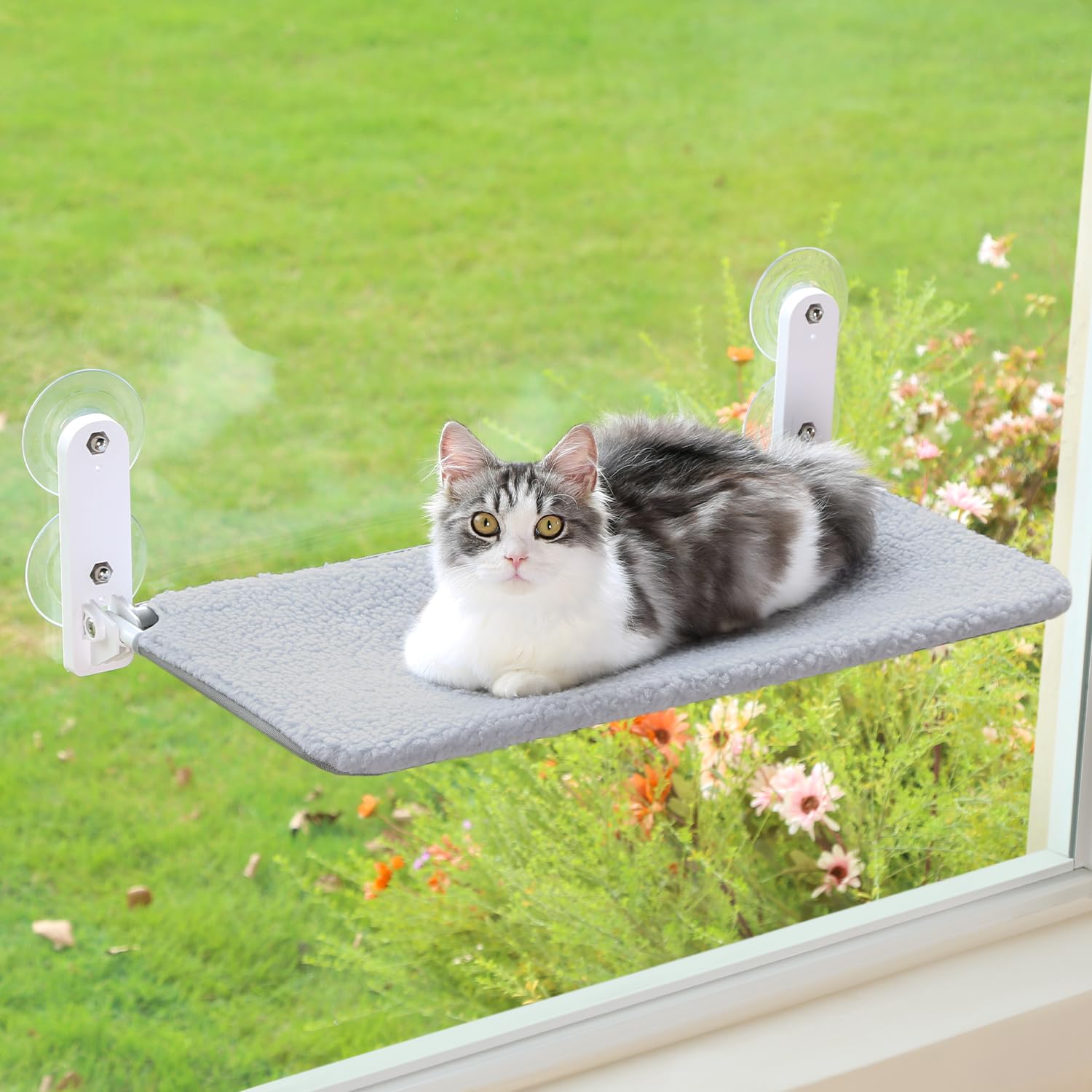 Zakkart Easy Fold Cat Window Perch - Cordless, Fold-Up, Zip Closure Embeded Machine Washable Bed Cover, Robust Metal Frame - Cat