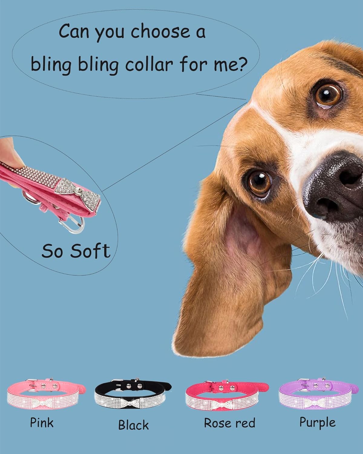 Girl Dog Collars For Small Dogs,Rhinestone Bling Diamond Cute Sparkly Jewelry Cat Collar For Xs Small Medium Large Female Prince