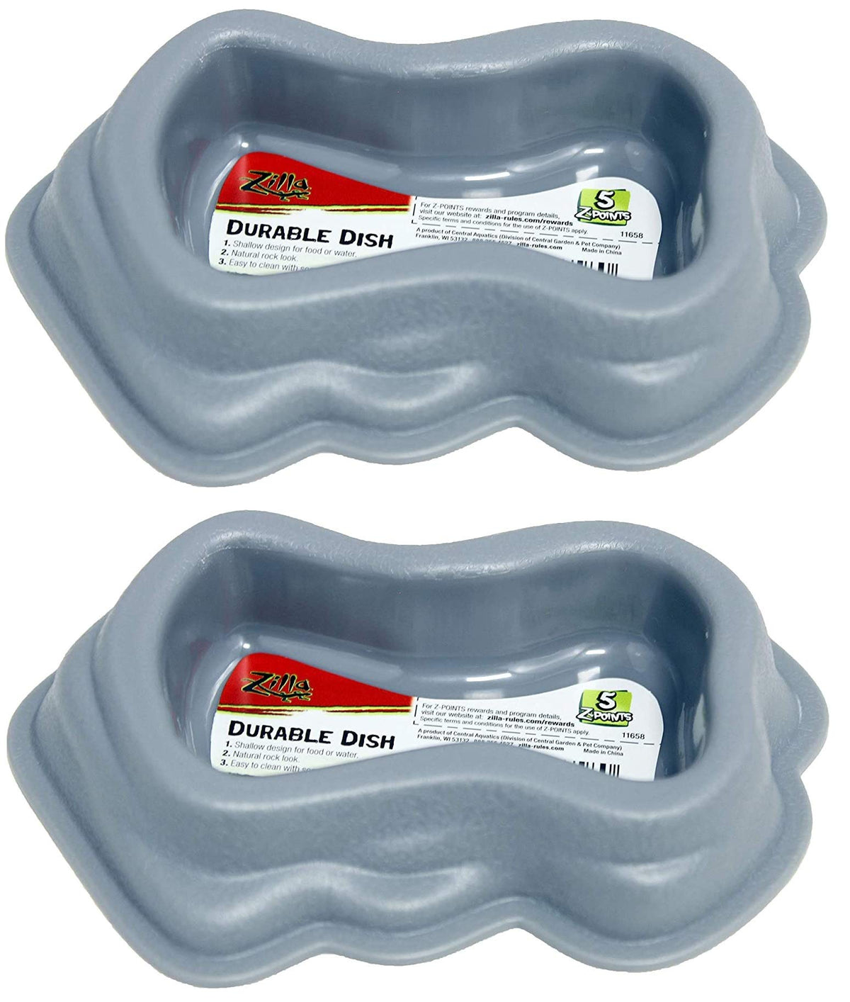 Zilla 2 Pack Of Durable Dishes Terrarium Food And Water Bowls, Small, Gray