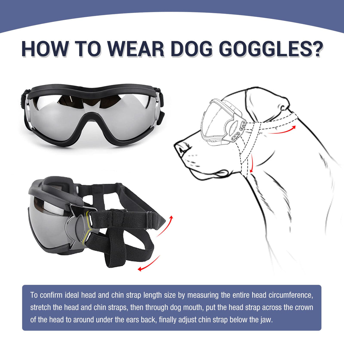 namsan dog goggles Namsan Dog Goggles Medium To Large Dog Uv Sunglasses Windproof Anti-Dust Antifog Pet Dog Glasses Outdoor Protection, Medium Size Dogs Sunglasses With Elastic Straps, Black – Petocart