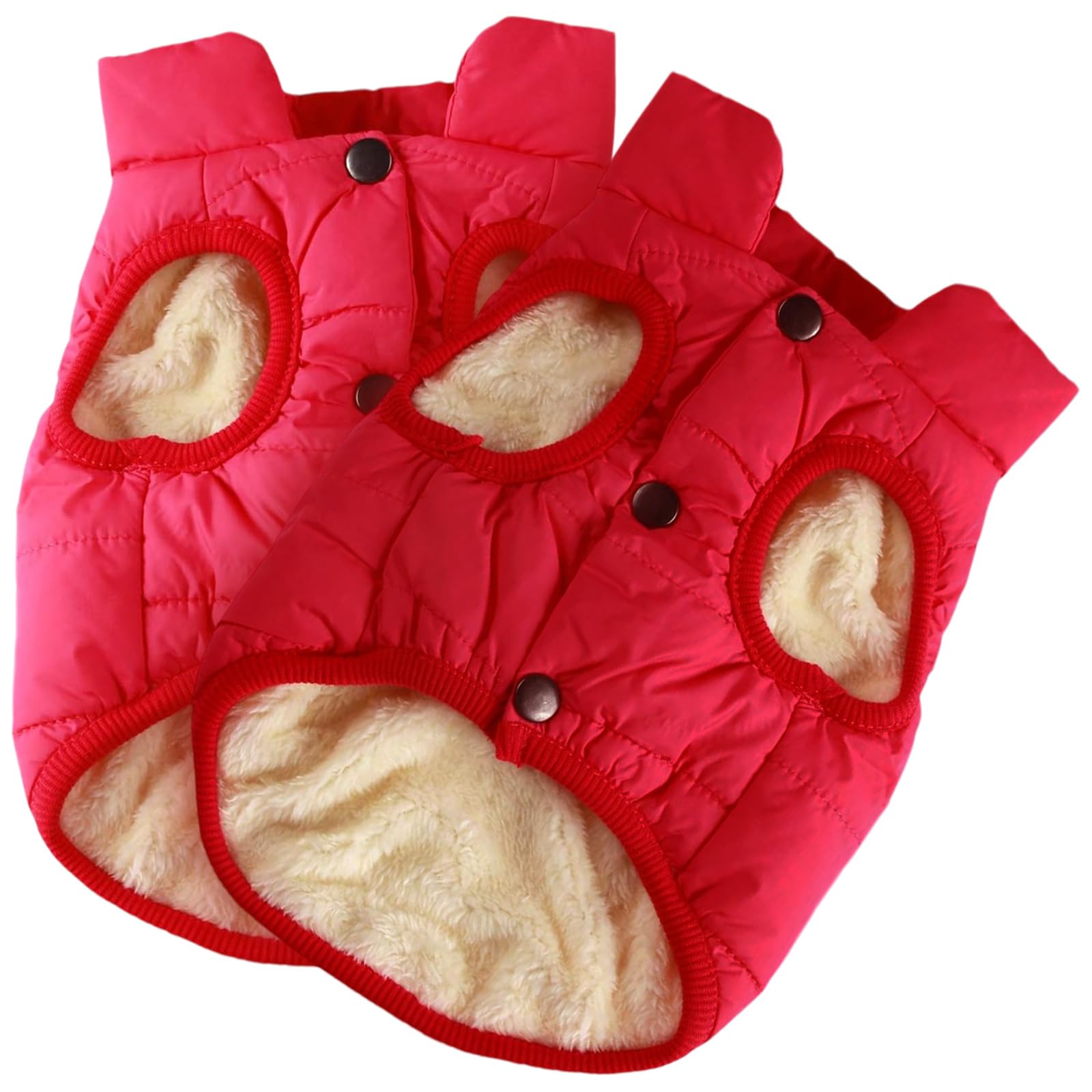 Syhood 2 Pieces Dog Jacket 2 Layers Fleece Lined Dog Jacket Warm Soft Windproof Small Pet Coat For Winter Cold Weather(Large,Red