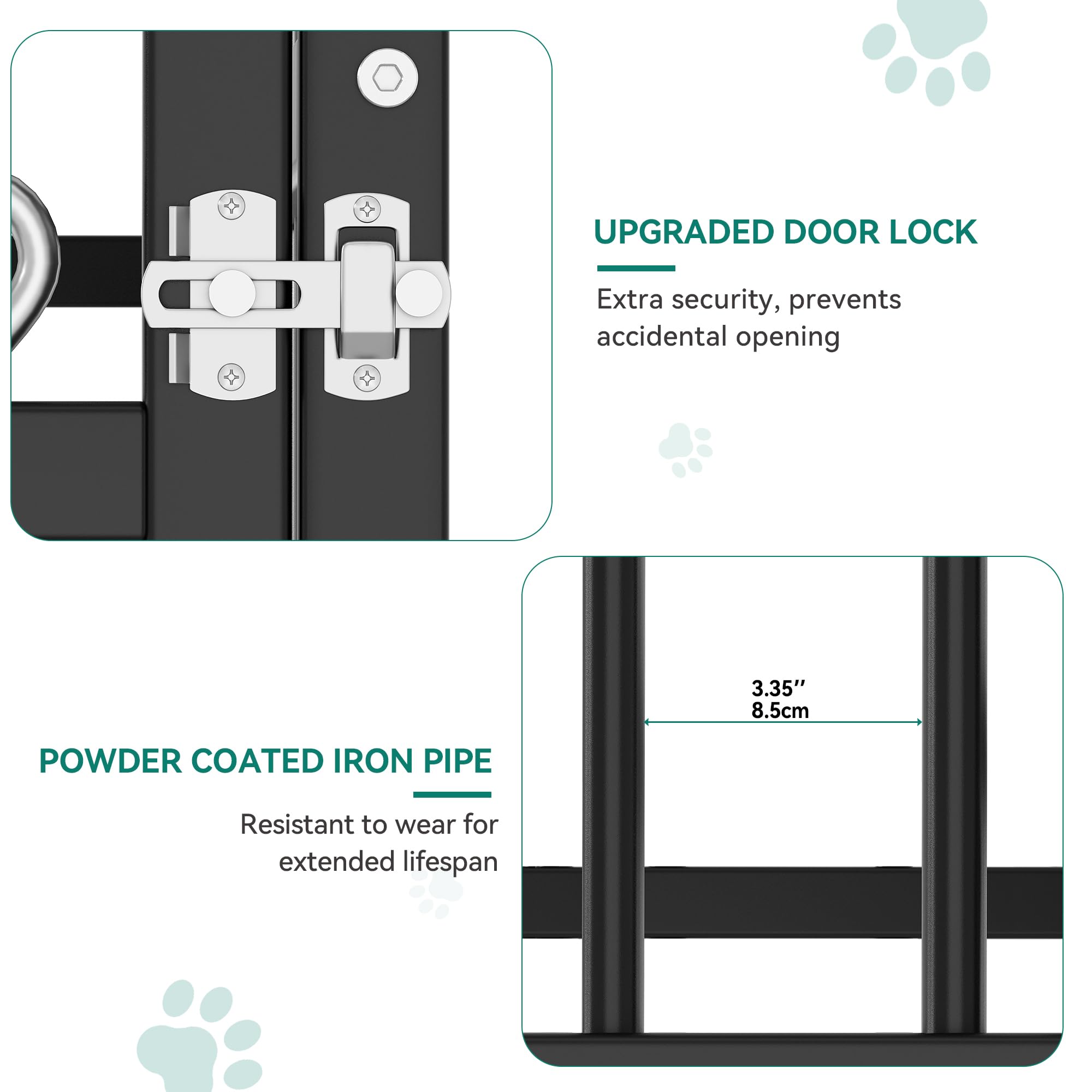 DWVO Large Outdoor Dog Kennel with Rotating Feeder Bowls, 8L x 4W x 5.4H Dog Kennel Outside with Roof, Heavy Duty Dog Cage wi