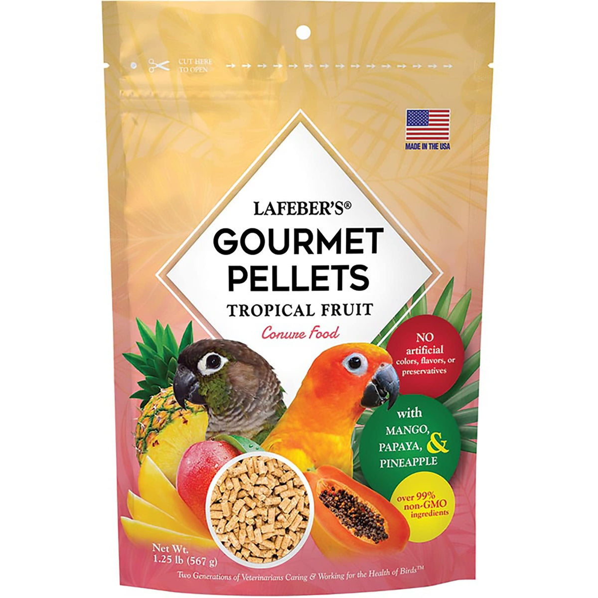 Lafeber'S Tropical Fruit Gourmet Pellets Pet Bird Food, No Added Sugar, Made With Non-Gmo And Human-Grade Ingredients, For Conures, 1.25 Lb