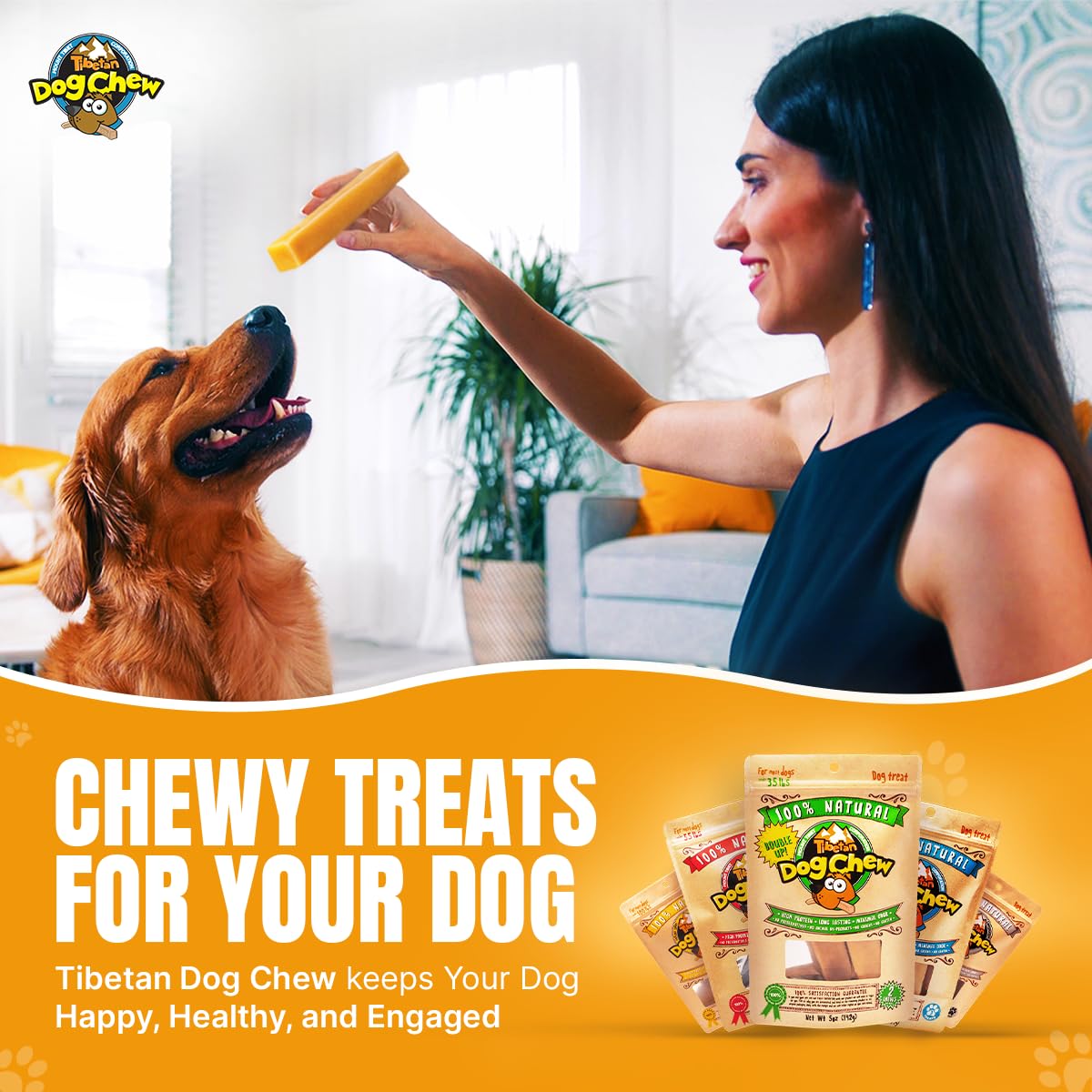 Tibetan Yak Cheese Dog Chew Sticks - Natural, Handmade, Long-Lasting, Easy to Digest,Ideal for Medium Dogs and Aggressive Chewer