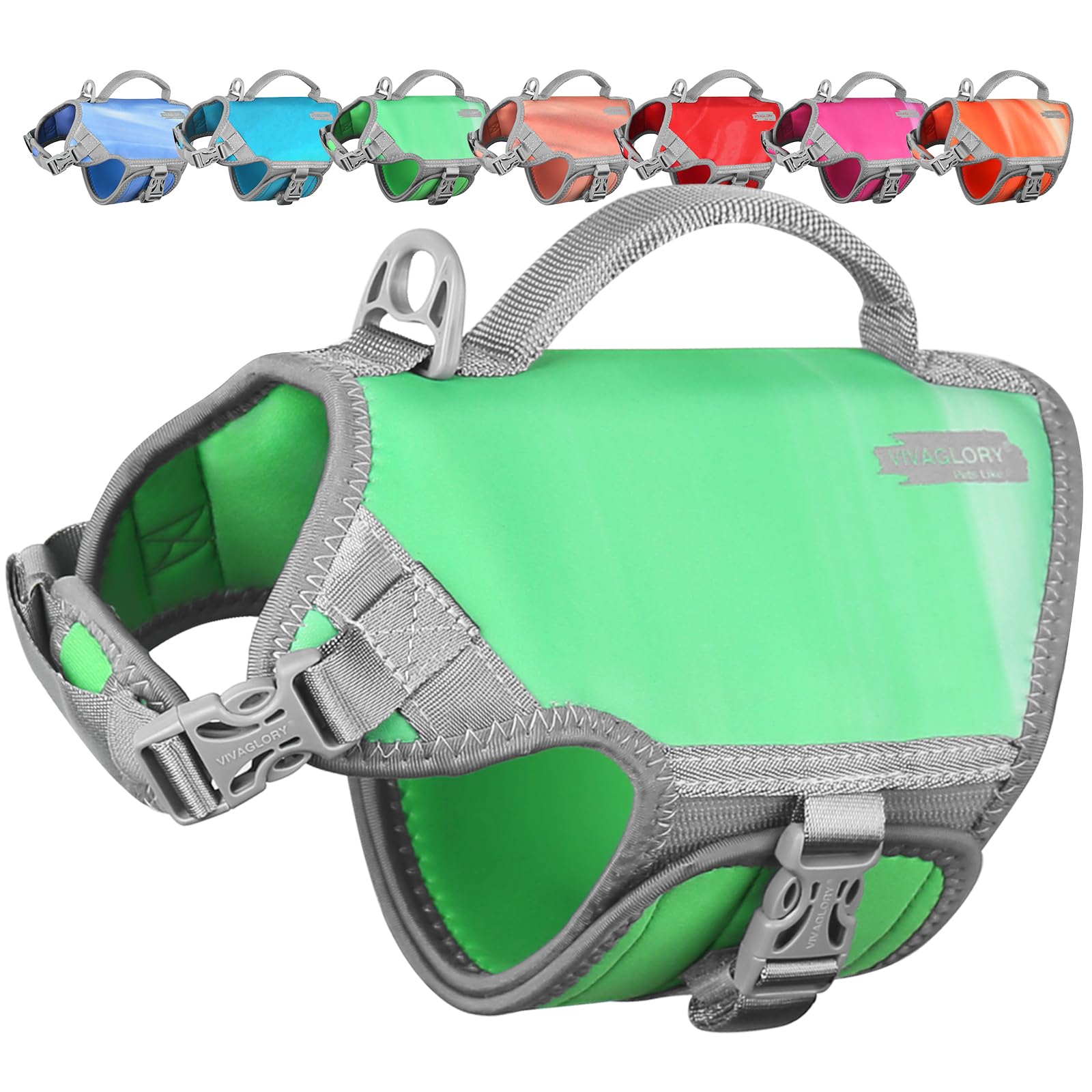 Vivaglory Neoprene Dog Life Jacket Puppy Life Jacket For Boating Hunting & Swimming, Lightweight With Leash Ring, Xs, Grape Gree