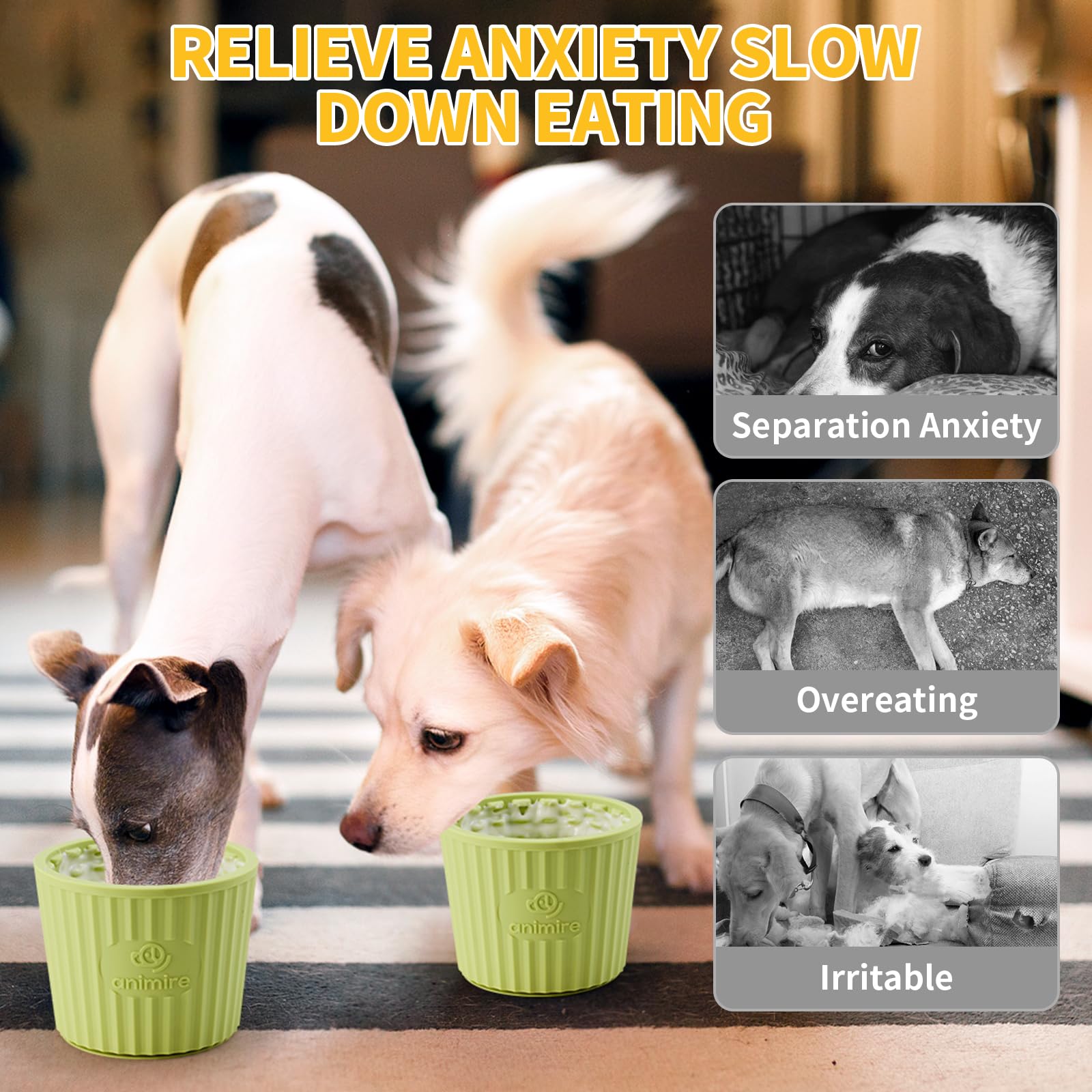 Dog Lick Bowl, Anxiety Relief Dog Licking Mat Freezer Treat Dispenser, Non-Slip Anti-Choking Silicone Slow Feeder Lick Bowl for