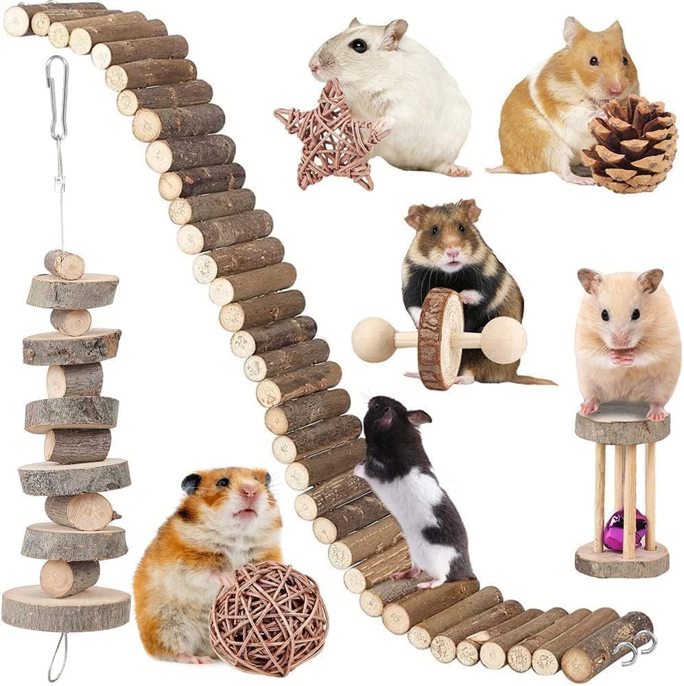 Hamster Toy Hamster Accessories Guinea Pig Chew Toy Hamster Suspension Bendy Long Bridge Toy Chinchilla Cage Accessories Willow Ball Play Set Stuff For Dwarf Syrian Chinchillas Gerbils Mice Mouse