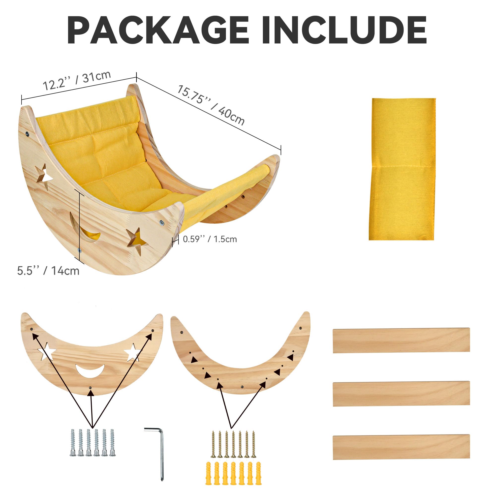 Ditosh Cat Hammock Moon Bed Wall Mounted Shelf Cat Wall Shelves And Perches Solid Wood Cat Wall Furniture Cats Wall Bed For Cats