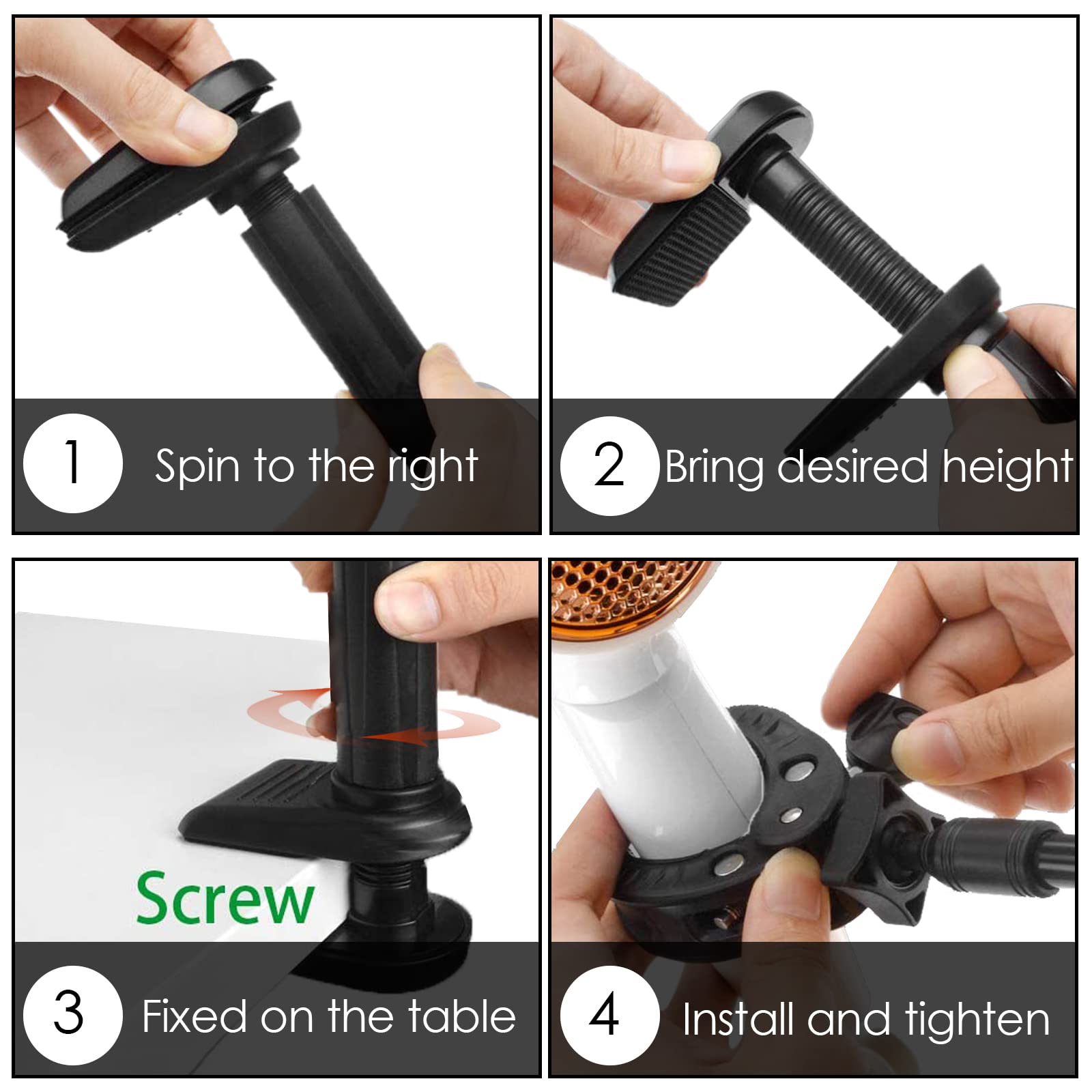 Linkidea Hair Dryer Stand, 360 Degree Rotating Blow Dryer Holder Hands-Free, Gooseneck Bracket With Clamp Mount For Dog Cat Grooming Home Salon