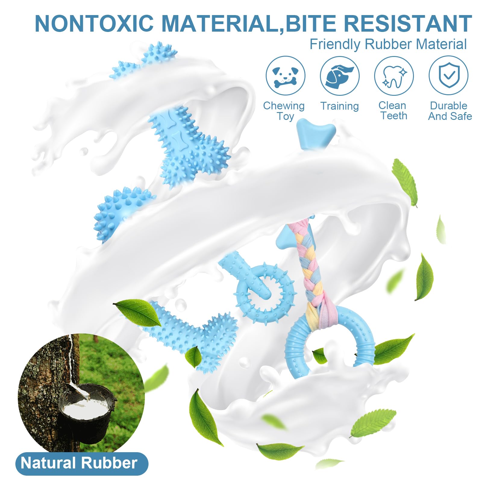 6 Pack Dog Chew Toys For Puppy Cute Blue Small Dog Toys Puppy Dog Toys For Teething Soft Durable Interactive Chew Toy For Small