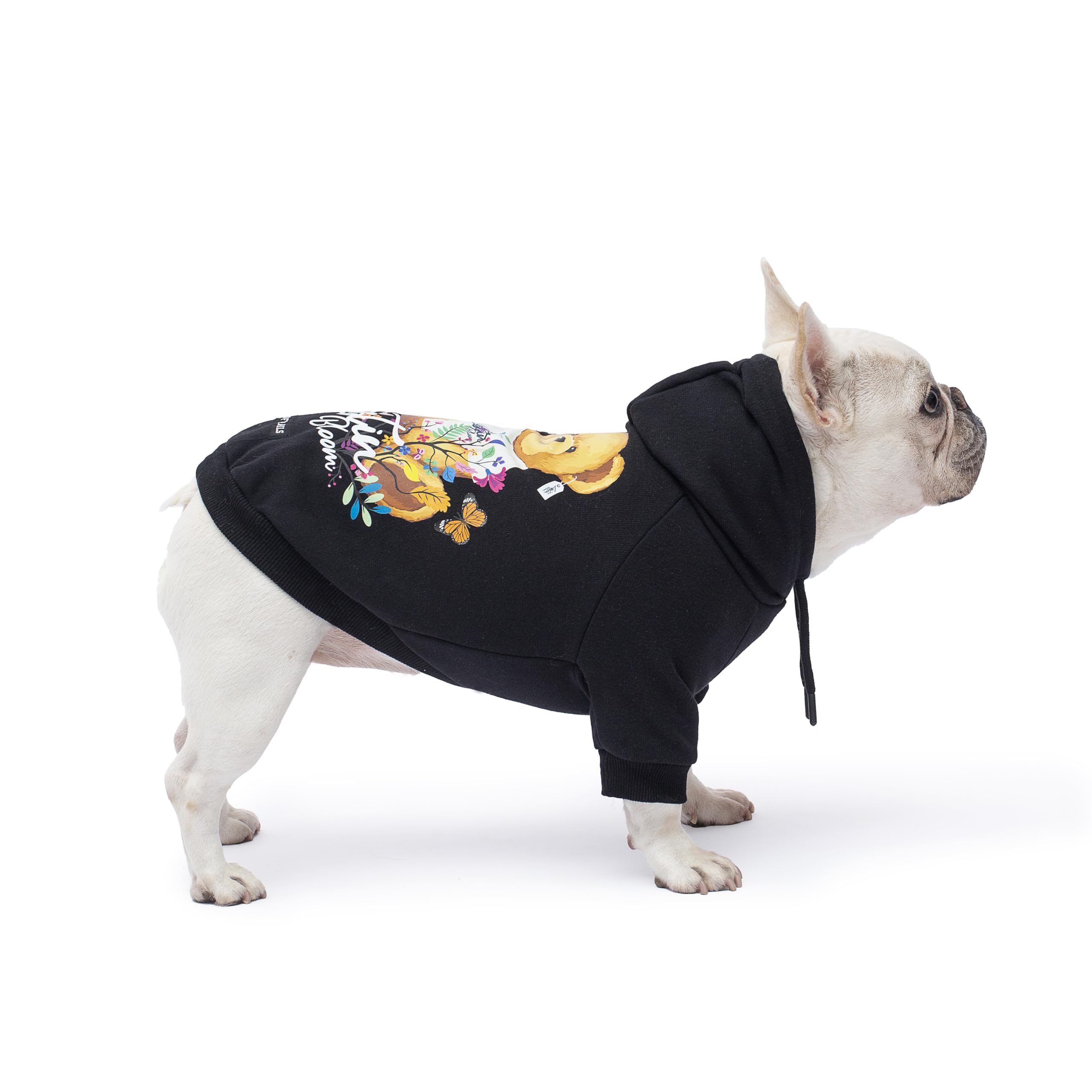 Blooming Teddy Dog Hoodie Dog Clothes Extra Warm Fleece Lining Stretchy Fit for Small Medium Large Dogs (Black, XX-Large)