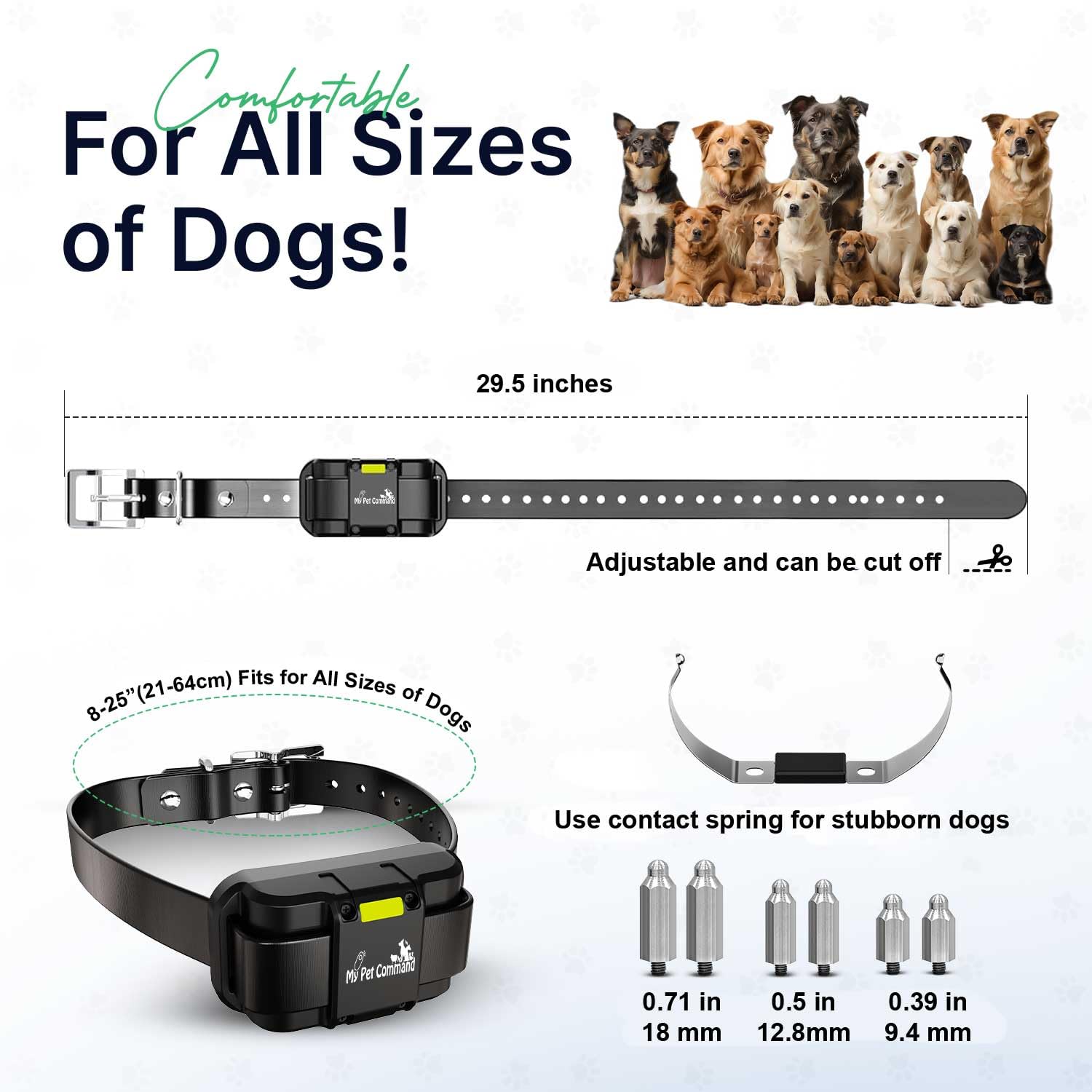 My Pet Command Long Range Dog Training Collar With Remote 1 Mile/5280 Ft Safe Shock, Vibrate, Tone Collar With Flashing Beacon L