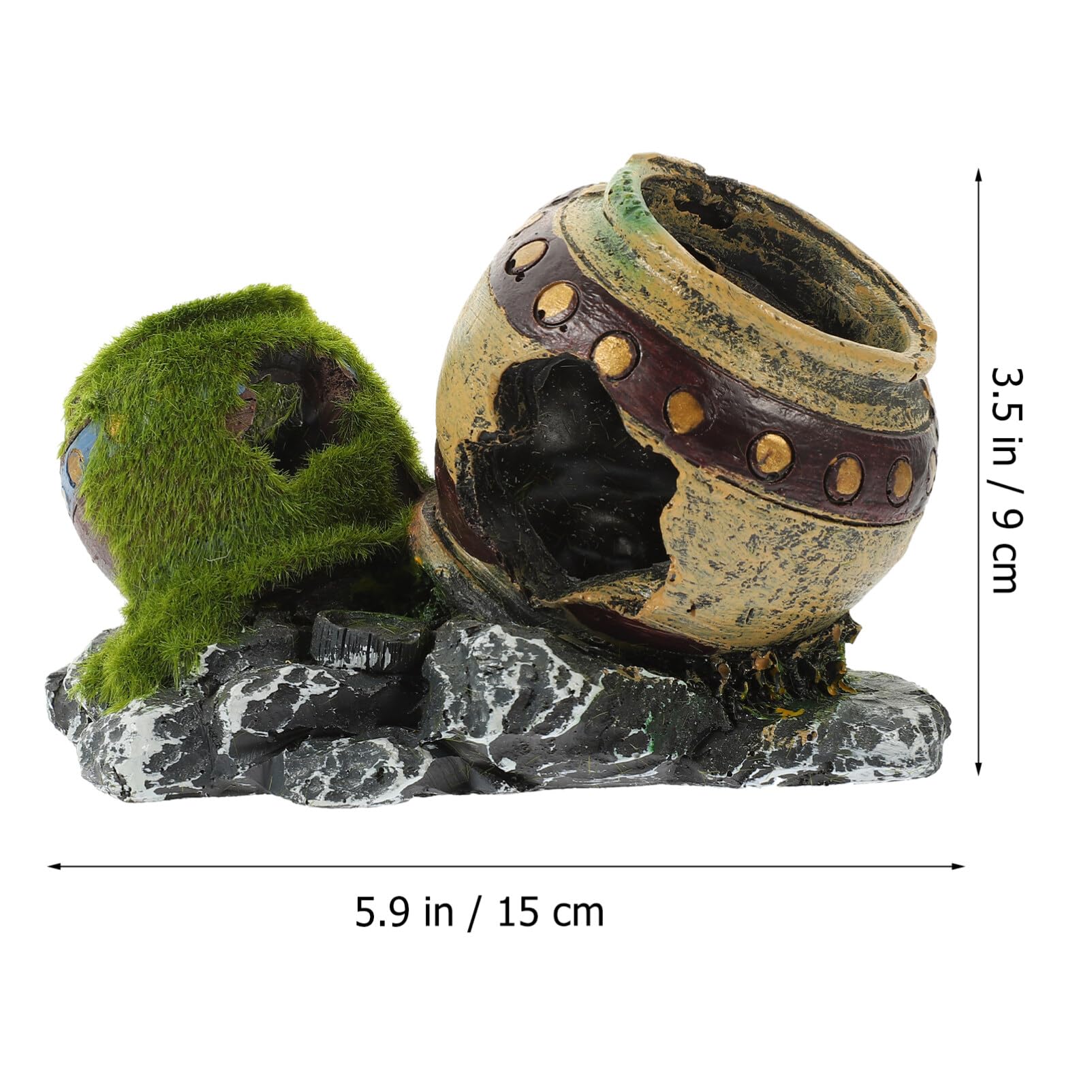 POPETPOP Fish Hiding Cave, Fish Tank Decor Glass Vase Aquarium Ruins Ancient Greek Leaning Vase Rock Broken for Betta Marine Fre