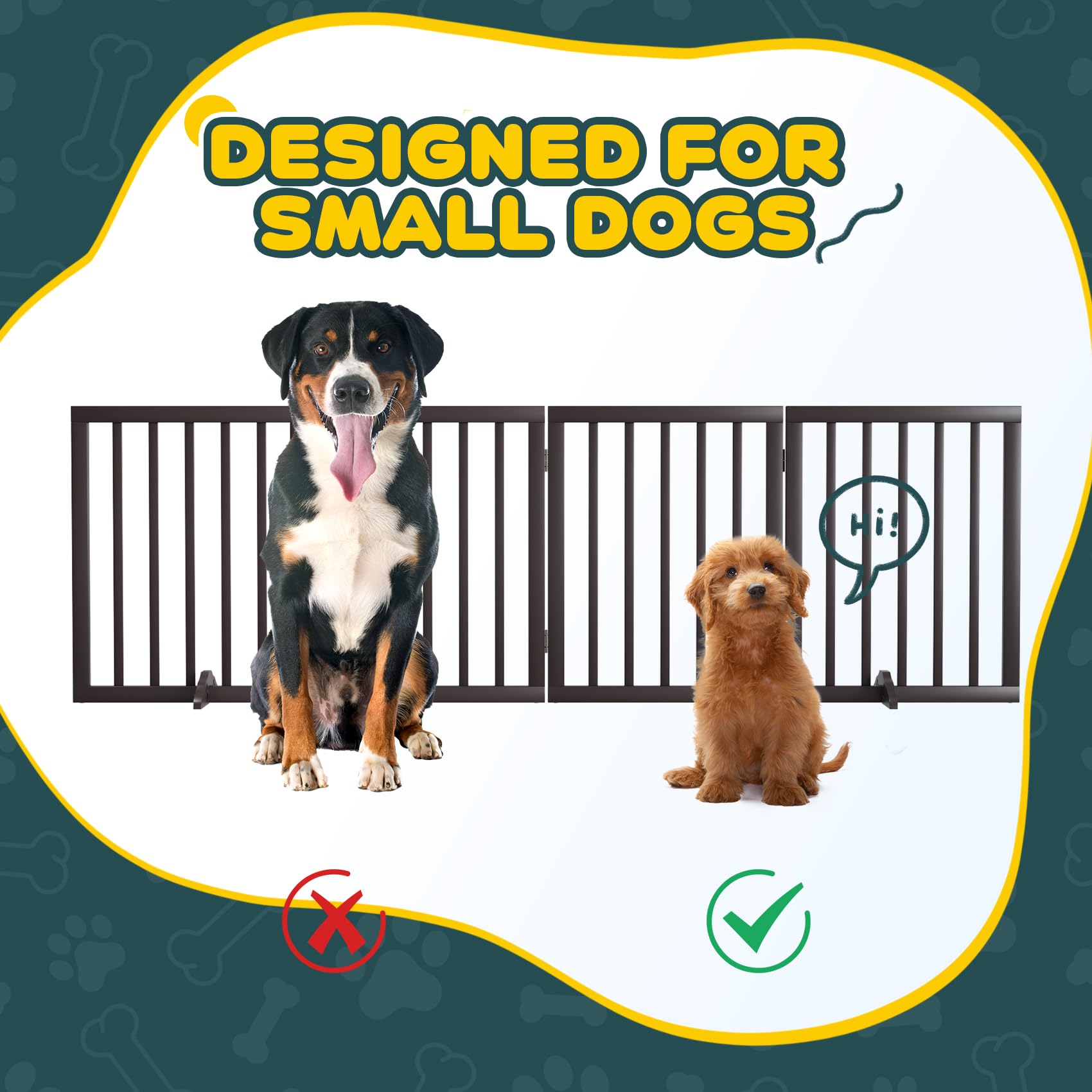 Semiocthome Freestanding Dog Gates for The House, Doorways, Stairs with 2PCS Support Feet, Foldable 4-Panel Pet Gates for Dogs,