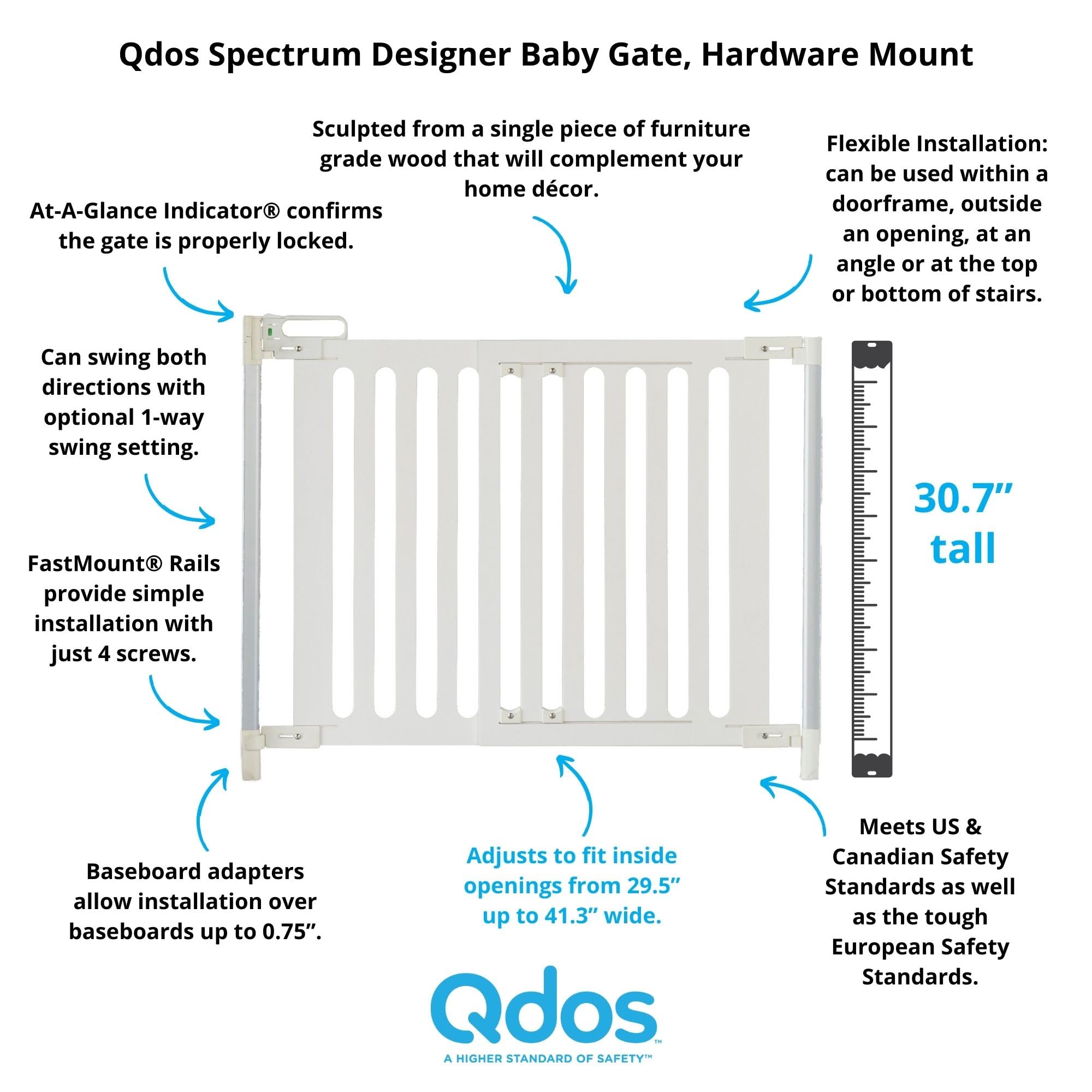 Qdos Safety Spectrum Designer Baby Safety Gate - Meets Tougher European Standards - Modern Design and Unparalleled Safety - Furn