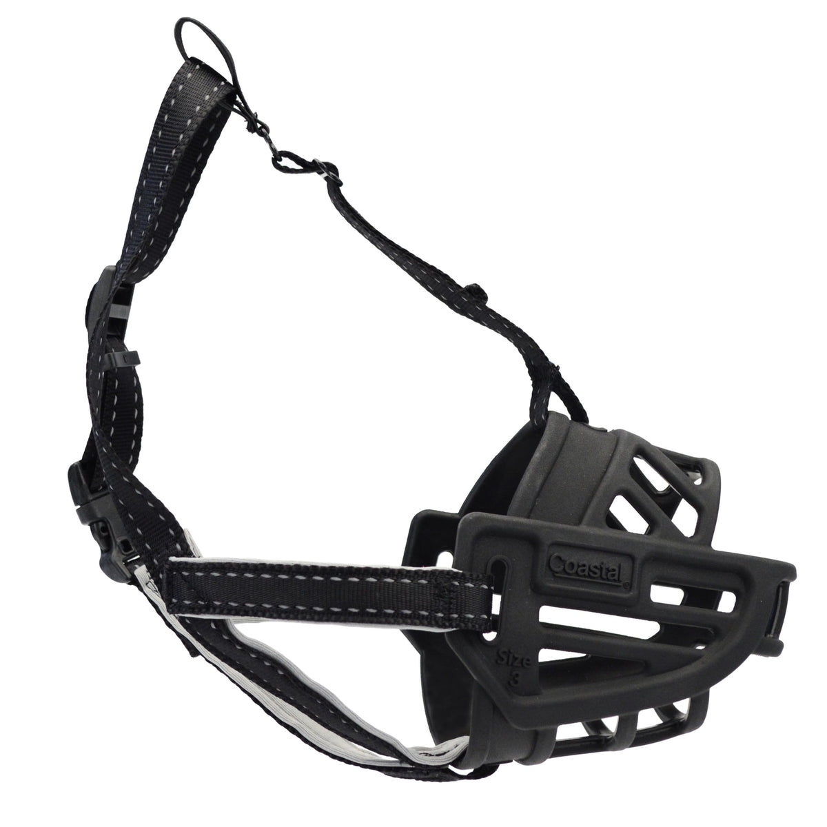 Coastal Pet Soft Basket Muzzle - Custom-Fit For Comfort - Indoor & Outdoor Dog Accessory - Adjustable Strap - Flexible Silicone - Allows Panting & Drinking - Black, 02