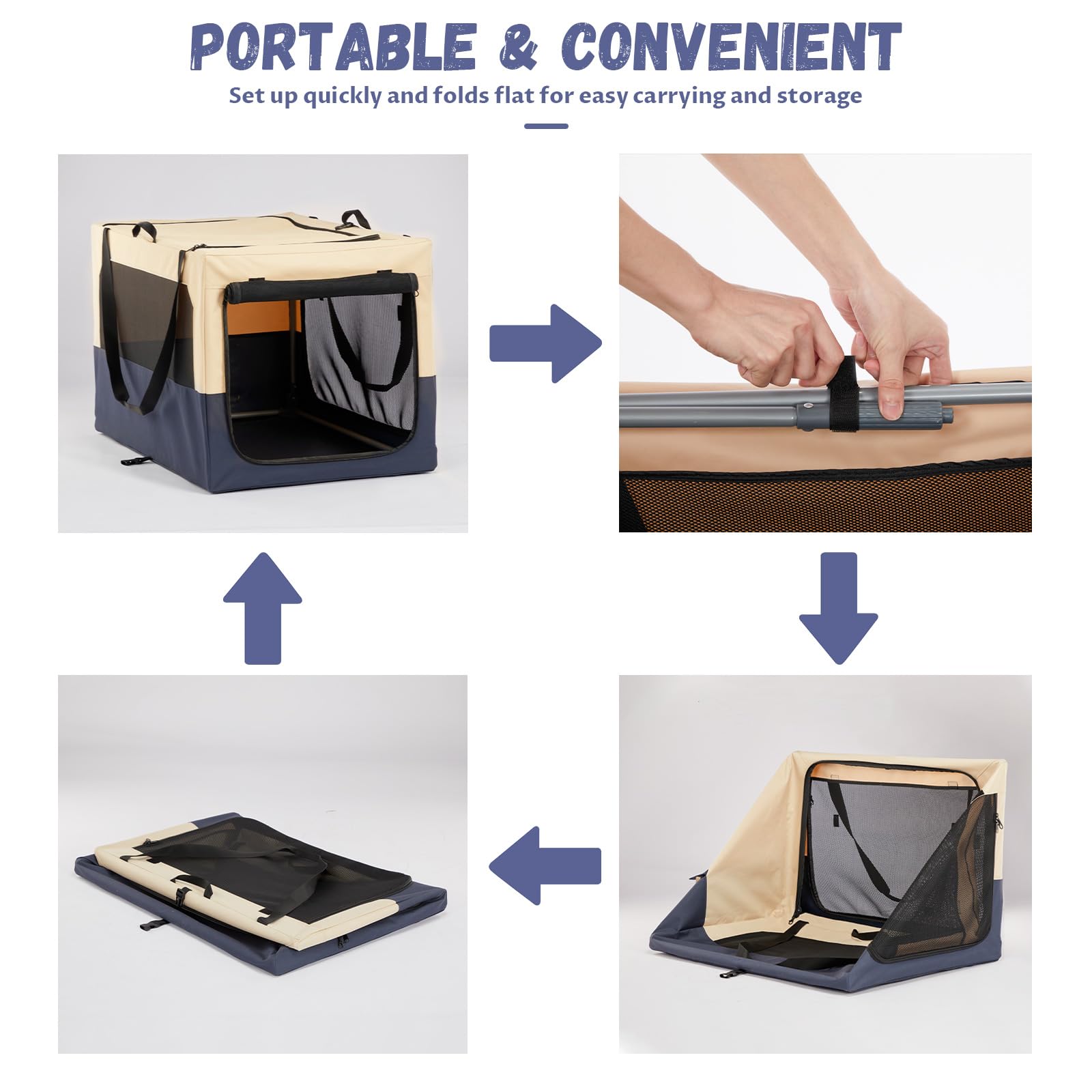 Petsfit Soft Dog Crate, With Patented Adjustable Fabric Cover, Chewproof & Lockable Mesh Doors, Waterproof Base Portable Kennel