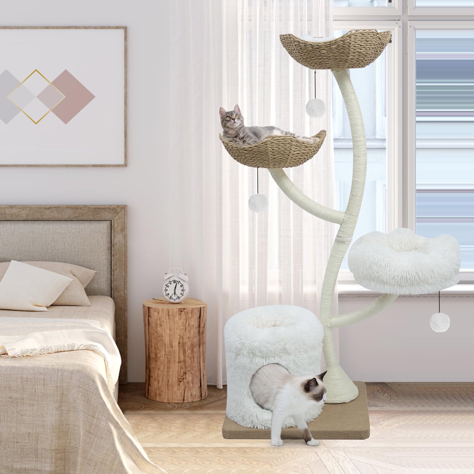 Kulamoon 63    Tall Cat Tree Tower For Indoor Cats, Multi-Level Large Cat Climbing Furniture With Scratching Posts, Soft Perch, 