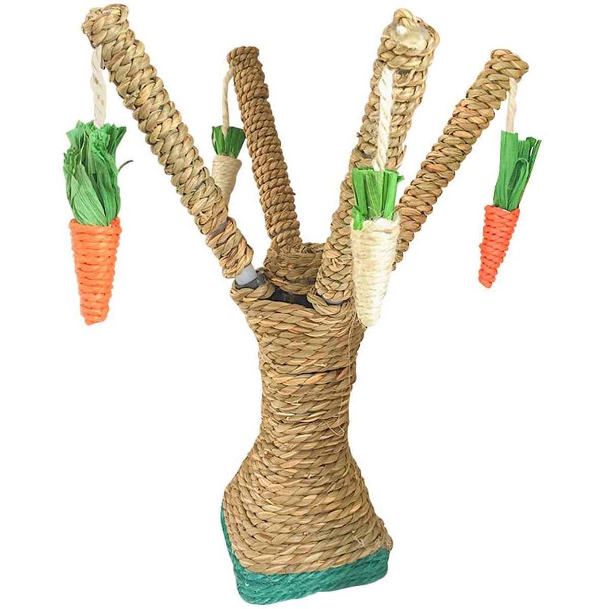 Hamiledyi Pet Bunny Fun Tree Rabbit Chew Toy Rattan Grass Scratcher Climbing Tree Play Carrot Toy For Rabbit Bunny Guinea Pig Squirrels Parrots Cat And Other Small Animals