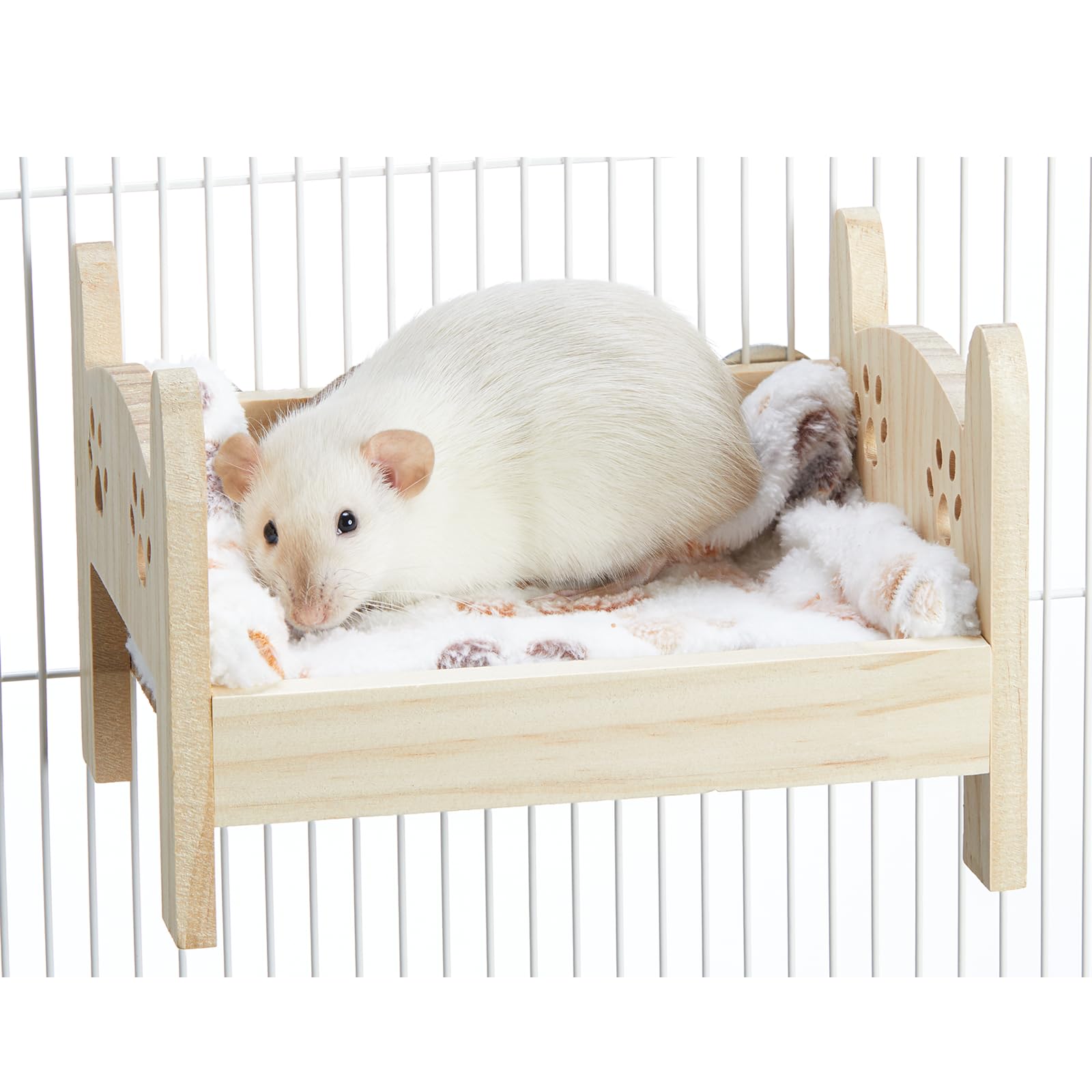 Jevnd Wooden Rat Bed, Rat Hammock For Cage Chew Proof, Pet Rat Cage Accessories Hanging Bed, Safe And Cozy Rodent Hammock With R
