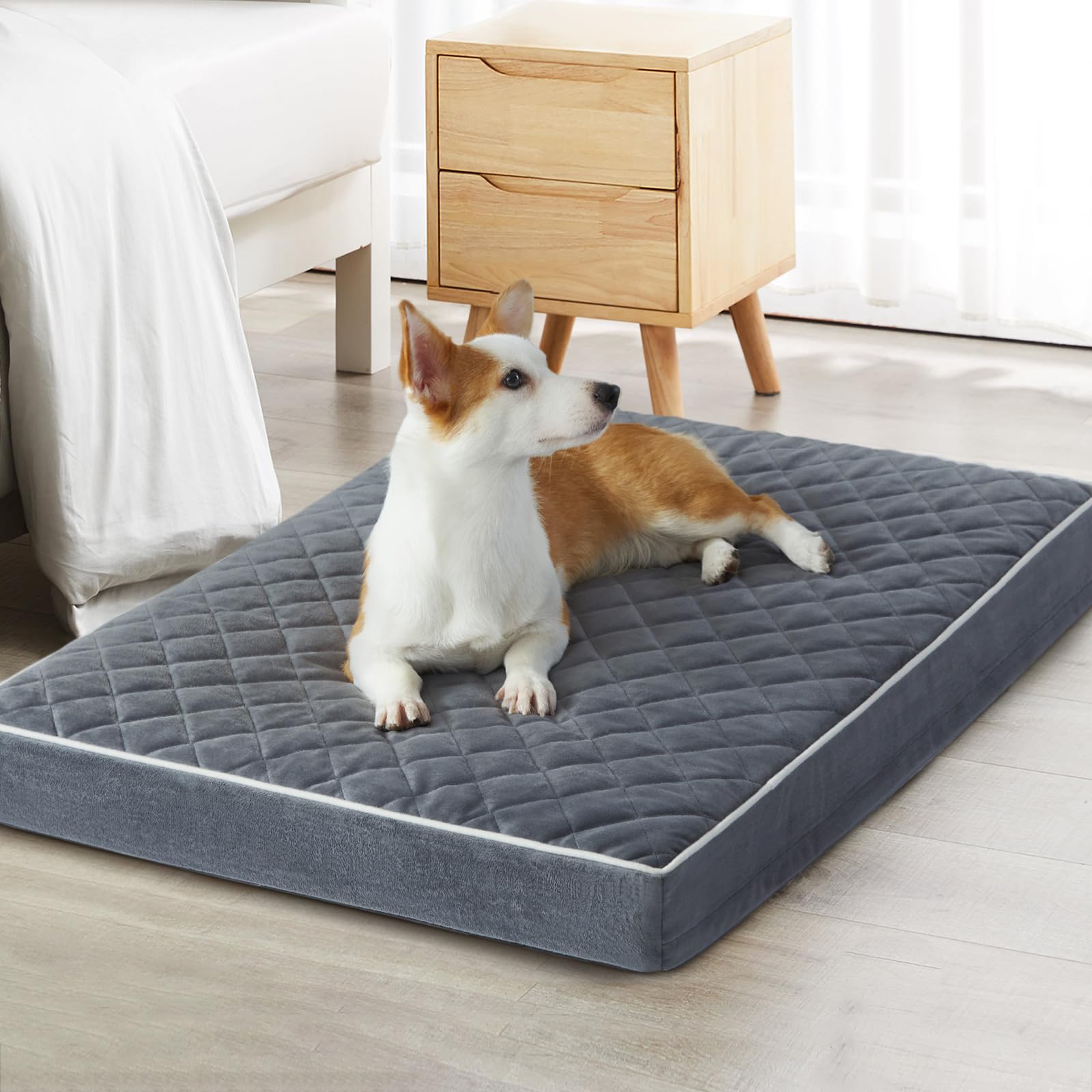 Wnpethome Orthopedic Dog Beds For Medium Dogs, Smalldog Bed With Removable Washable Cover & Anti-Slip Bottom, Multi-Needle Quilt