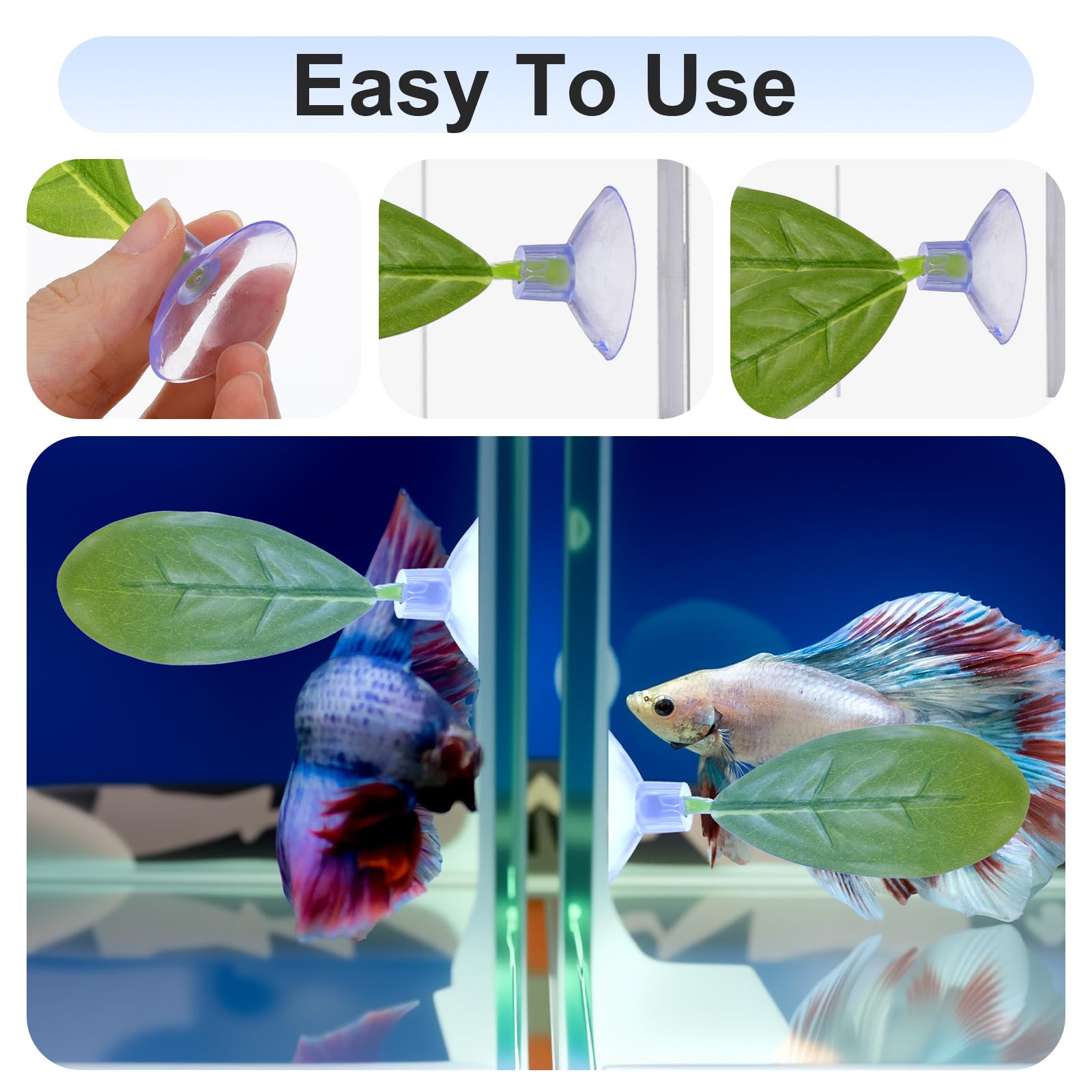 4 Pieces Betta Leaf Hammock, Fish Plant Leaf Pad, Fishes Tank Decor Leaves Betta Fish Tank Accessories for Tank-Aquarium Spawnin