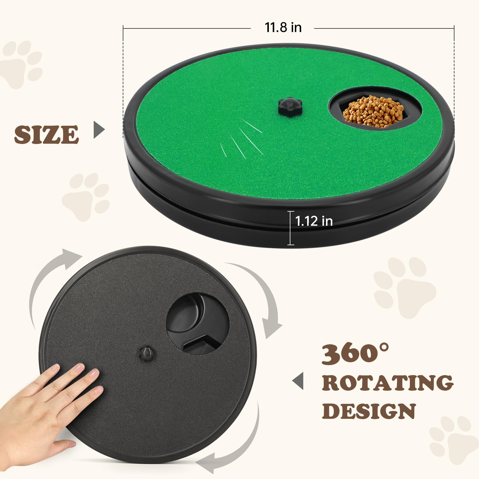 Ykall Dog Nail Scratch Board - 3 in 1 Rotatable Round Dogs Scratch Pad with Treats Compartment, Stress-Free Scratch Pad Dog Nail