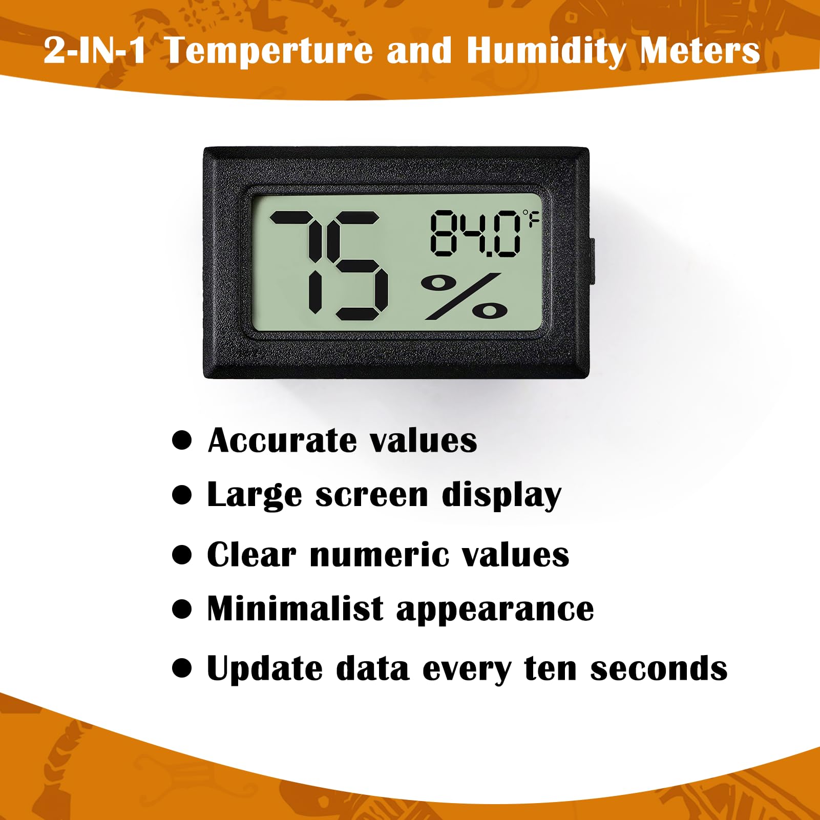 Palksky Bearded Dragon Tank Accessories, 2PCS Reptile Terrarium Thermometer and Humidity Gauge for Jumping Spider, Leopard Gecko