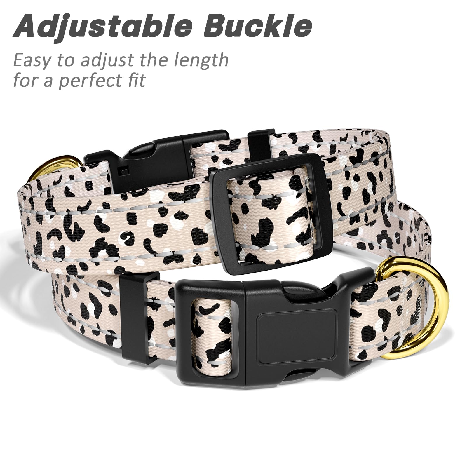 Tmoodel Reflective Dog Collar For Extra Small Dogs, Cute Leopard Style Adjustable Heavy-Duty Nylon Puppy Collar For Boy And Girl