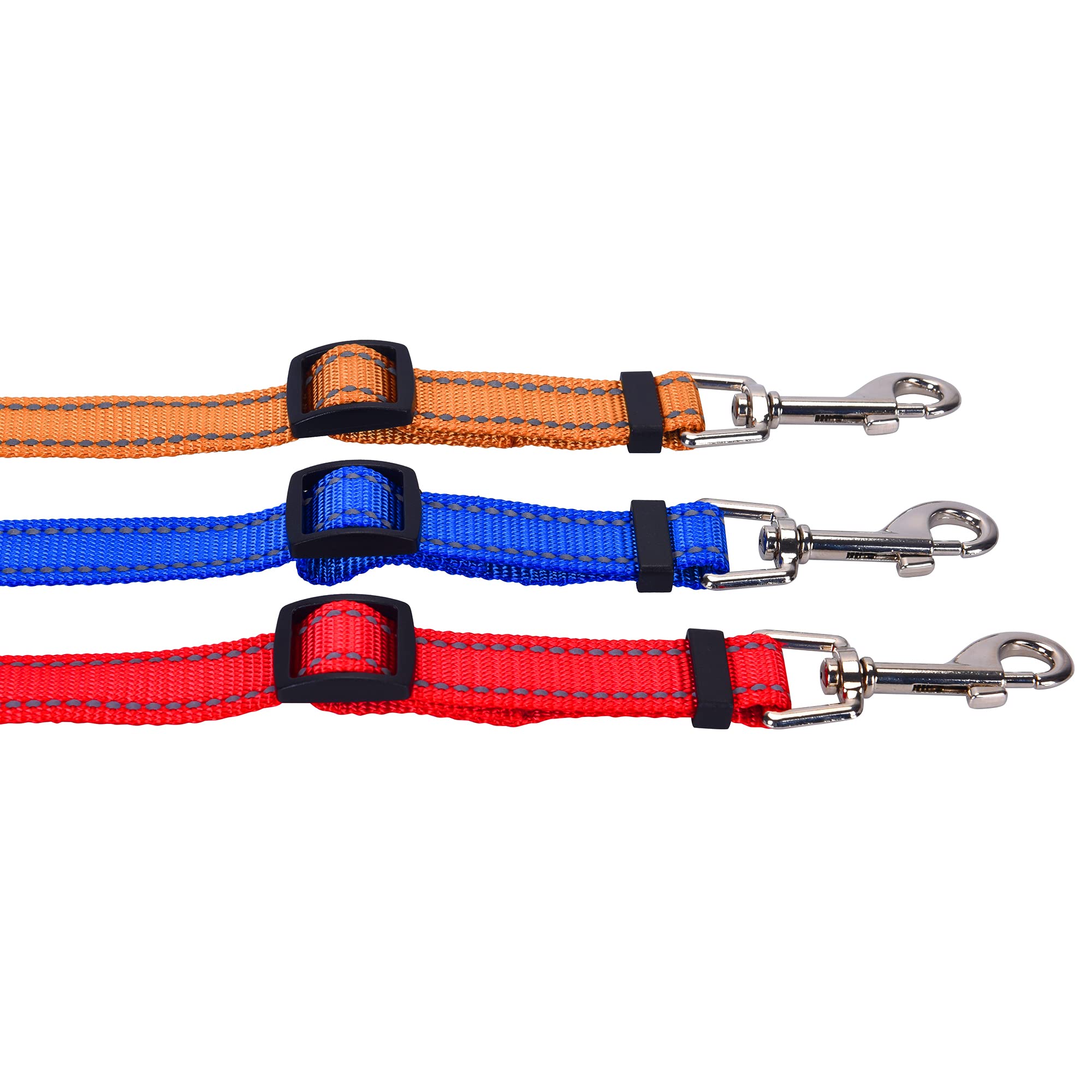 3 Way Dog Leash Reflective Adjustable Coupler No Tangle Detachable 3 In 1 Multiple Dog Leash With Soft Padded Handle For 1 2 3 Dog Pet Cat Puppy Walking Training (3 Way Multi-Color)