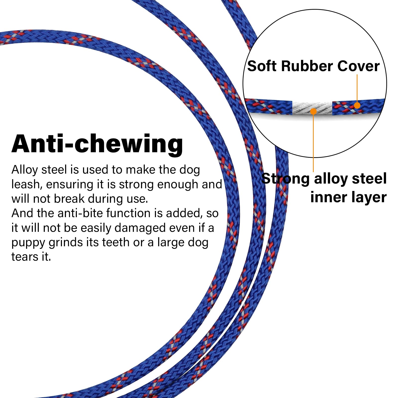 Zhoma 4/5/6 Ft Chew Proof Dog Leashes With Comfortable Handle, Steel Cable Lead For Control Large Or Medium Dogs Walk And Train,