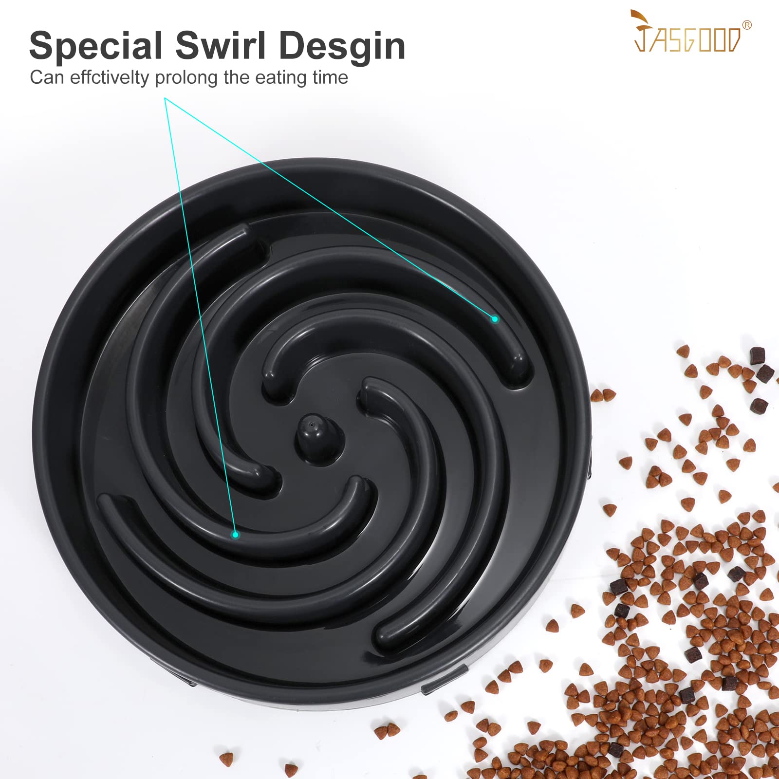 JASGOOD Slow Feeder Dogs Bowl for Large Medium Dogs,Anti-Gulping Pet Slower Food Feeding Bowls Stop Bloat,Preventing Choking