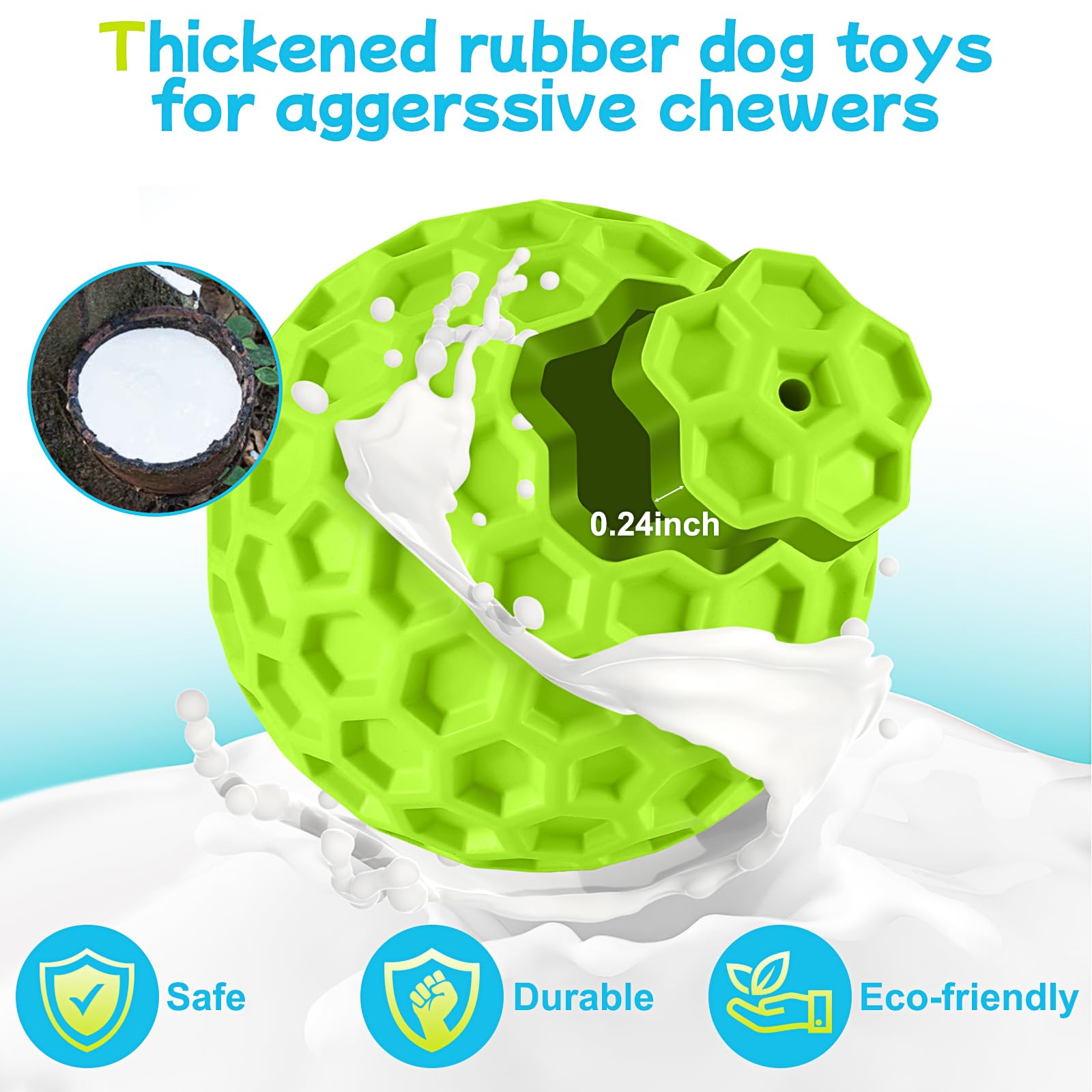 Lukito Dog Chew Toys, Dog Toys For Aggressive Chewers Large Breed, Interactive Squeaky Dog Balls, Tough Dog Toys With Natural Ru