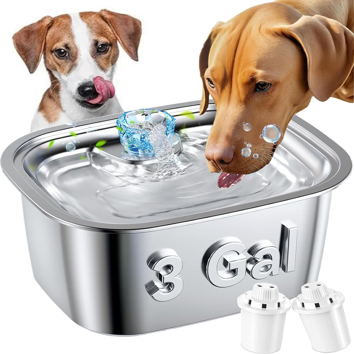 Dog Water Fountain For Large Dogs: 11L/3G Dog Fountain Stainless Steel - Big Pet Drinking Fountain Indoor -Super Quiet Water Fou
