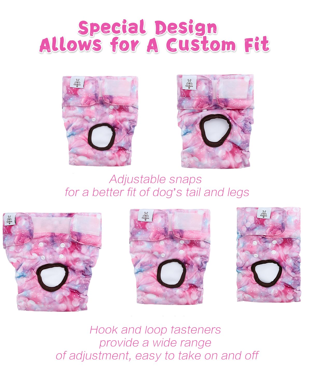 Cutebone Washable Female Dog Diapers 4 Pack Reusable Doggie Heat Diapers For Period Fmg04Xl