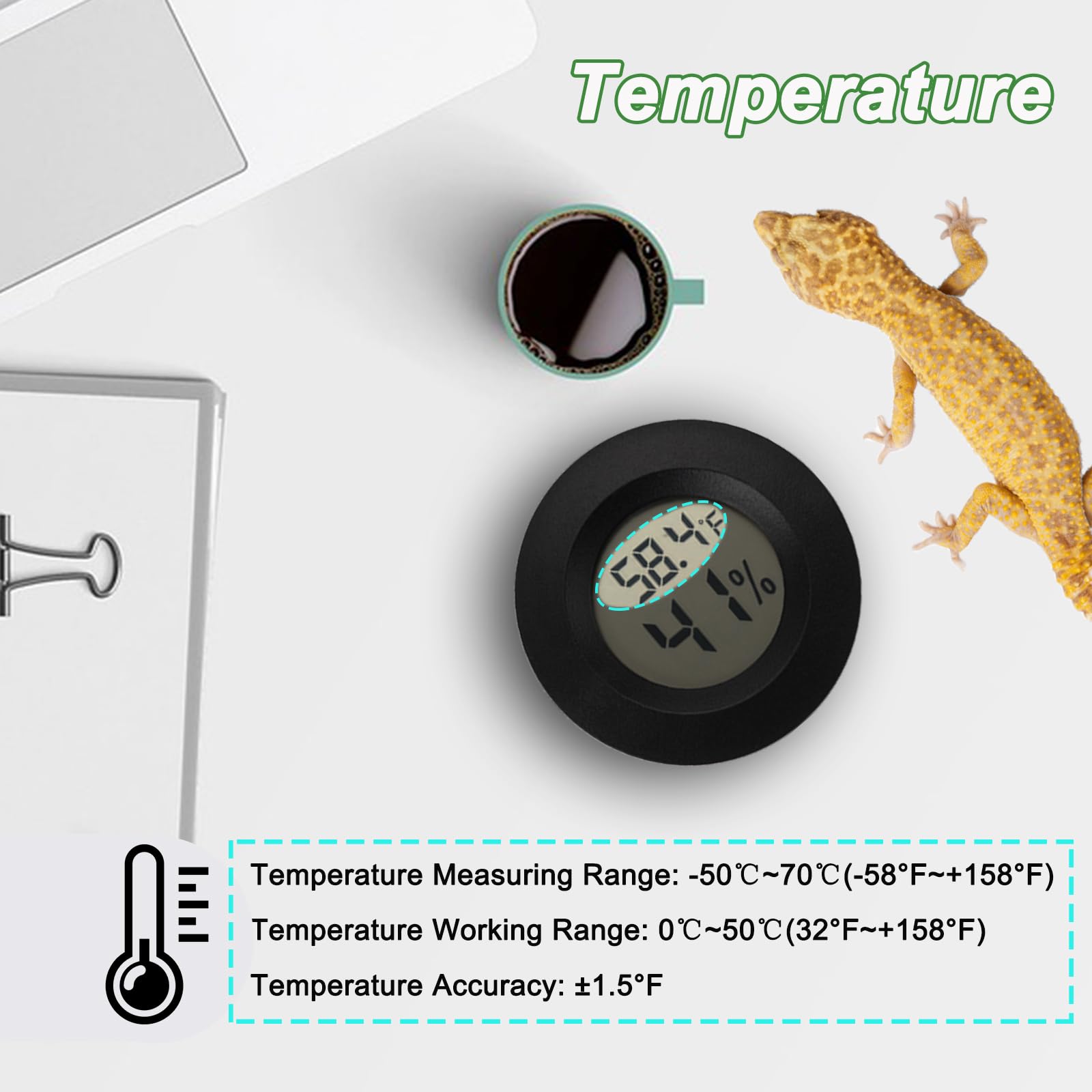 Reptile Thermometer And Humidity Gauge Digtal Terrarium Thermometer Circular Bearded Dragon Cage Accessories Reptile Temp And Hu