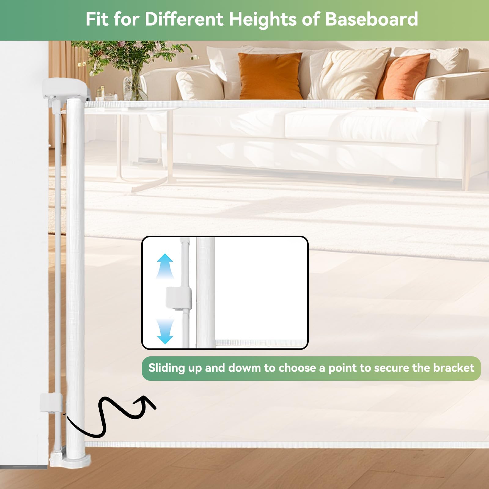 Crazydeer 14'' Tall Short Dog Gate to Step Over, Retractable Mesh Pet Door for Small Puppy, Extended up to 59'' Wide for Indoor