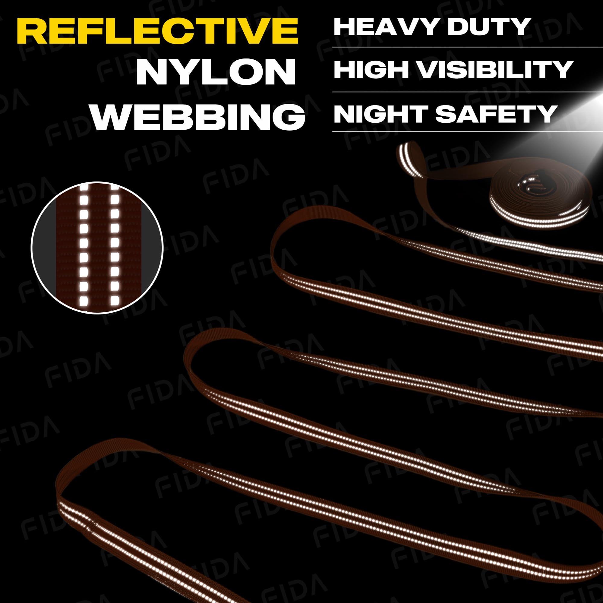 Fida Long Leash for Dogs with Traffic Handle,30ft 50ft Long Dog Leash Reflective Puppy Obedience Recall Training Agility Lead So