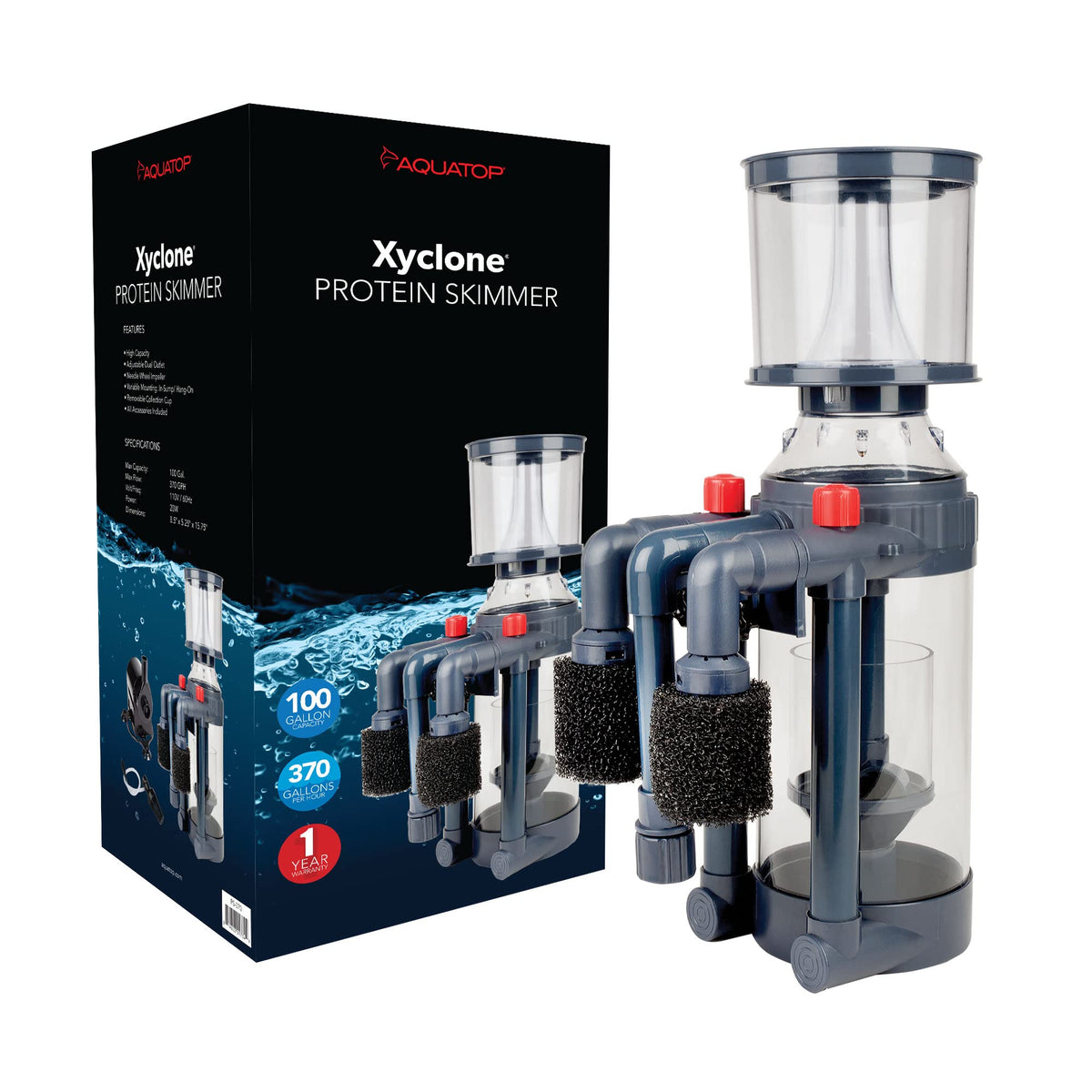 Aquatop Xyclone Mini Protein Skimmer For Saltwater Aquariums Up To 55-Gallons - Aquarium Surface Skimmer, Includes All Accessori
