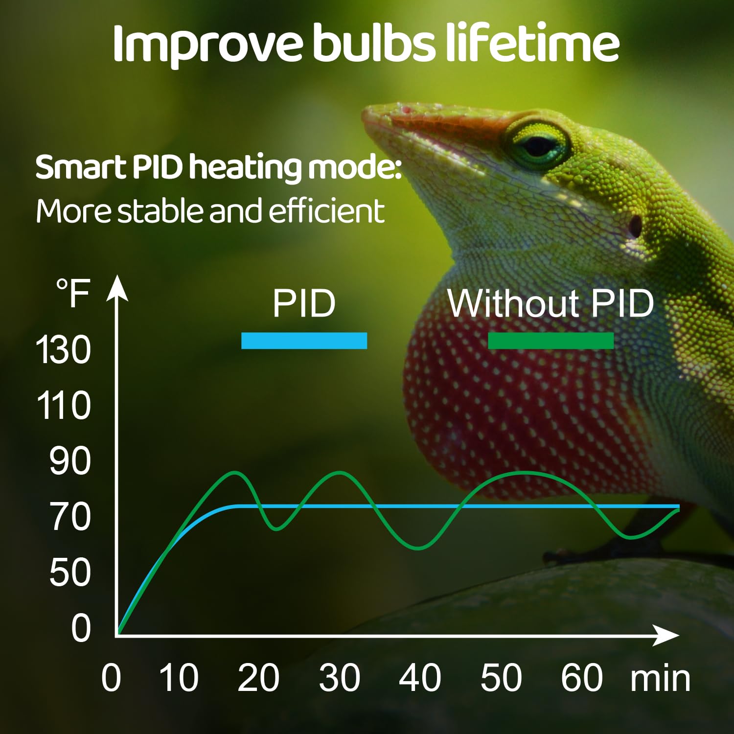 Oiibo Reptile Light Fixture With Dimming Thermostat, 5.5 Inch Deep Dome Lamp Fixture, Pid Temperature Controller For Reptile Hea