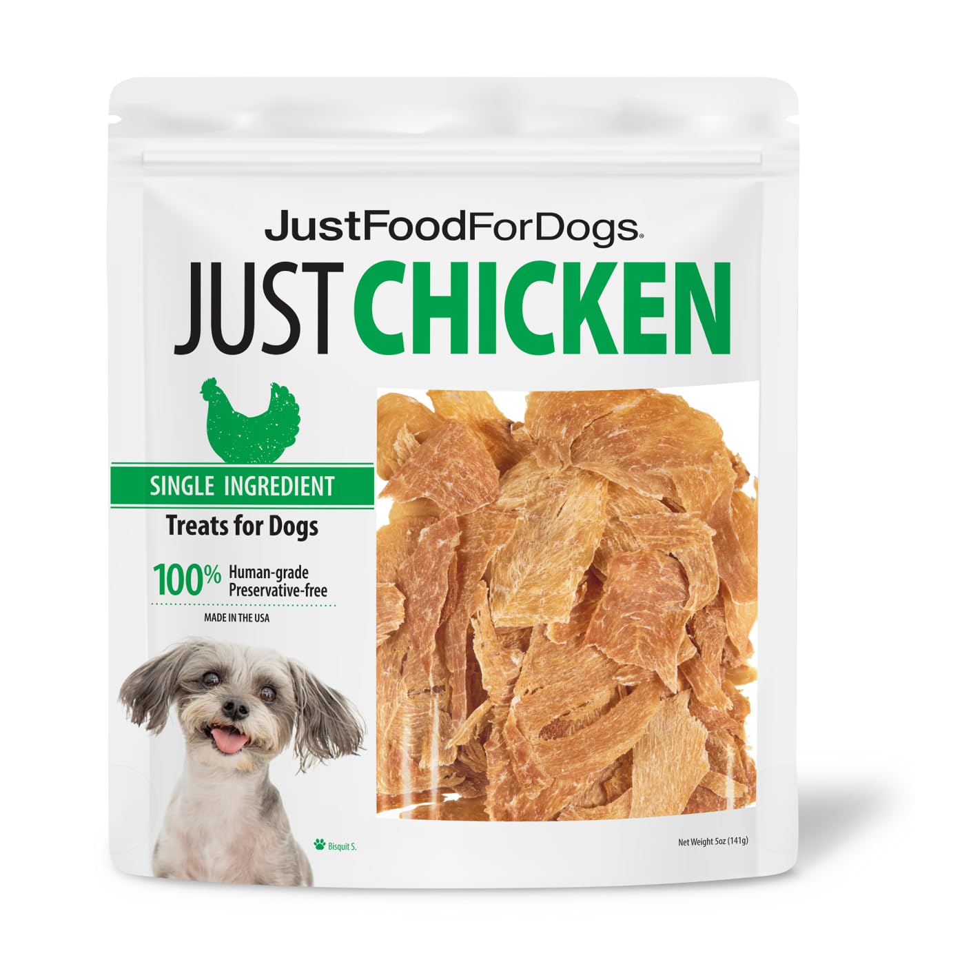 JustFoodForDogs Healthy Dog Treats, Single-Ingredient, Chicken Breast, 5 oz