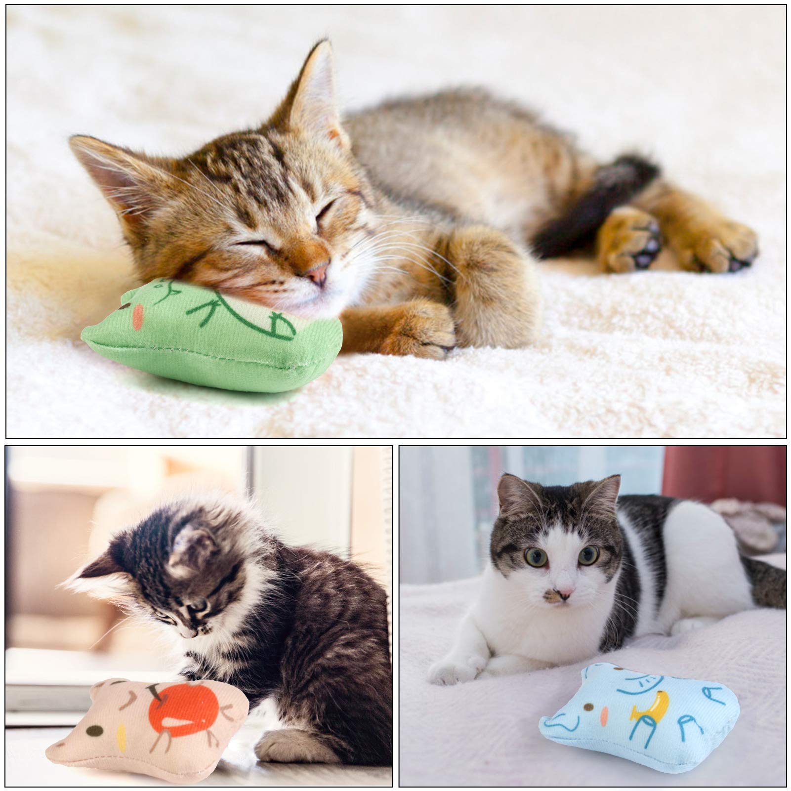 Dorakitten Catnip Toys For Indoor Cats - 5Pcs Plush Cat Chew Toys Teething Interactive Catnip Filled Kitten Toy Soft Pet Toy (Animal Shapes)
