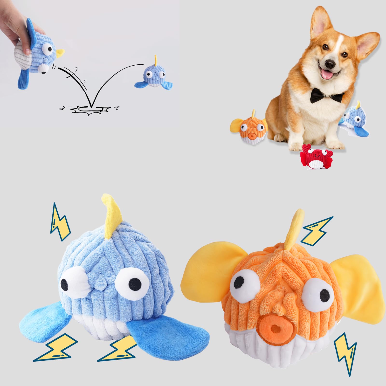 Zrbtk Squeak Dog Toys For Aggressive Chewers, No Stuffing Squeak Dog Chew Toys For Aggressive Chewers, Interactive Dog Toy Ball 